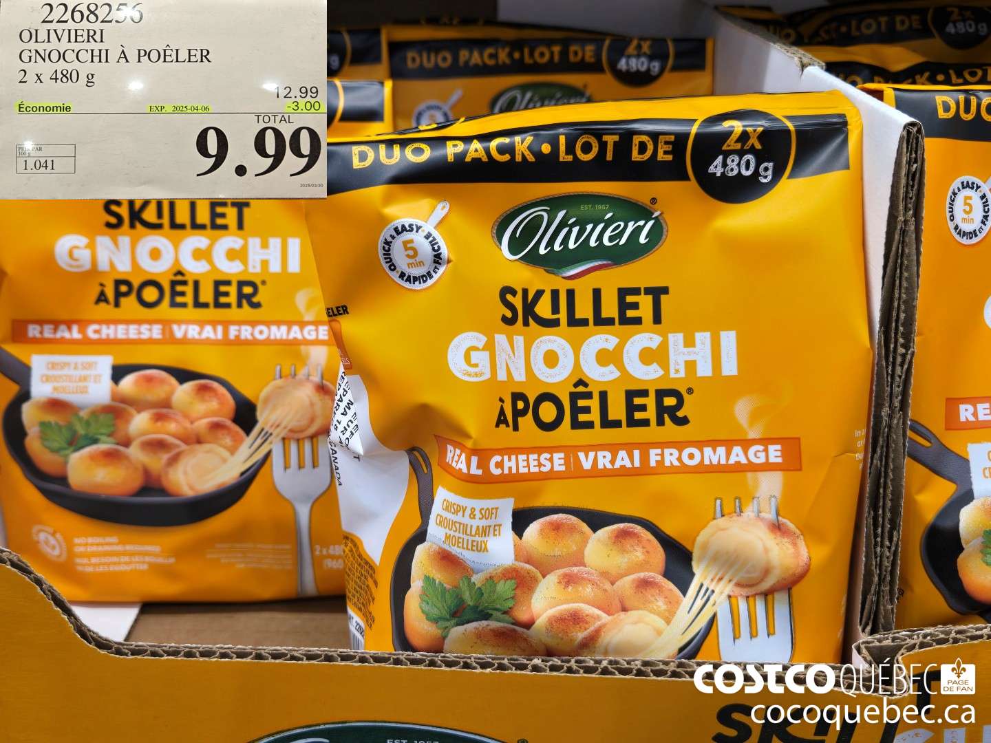 2268256 OLIVIERI GNOCCHI A POELER 2 x 480 g  ($3.00 INSTANT SAVINGS EXPIRES ON 2025-04-06) $9.99