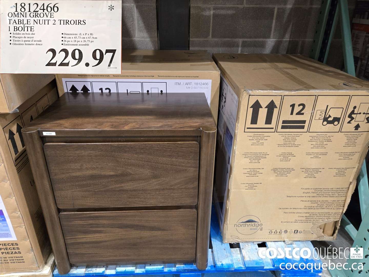 1812466 OMNI GROVE TABLE NUIT 2 TIROIRS  $229.97