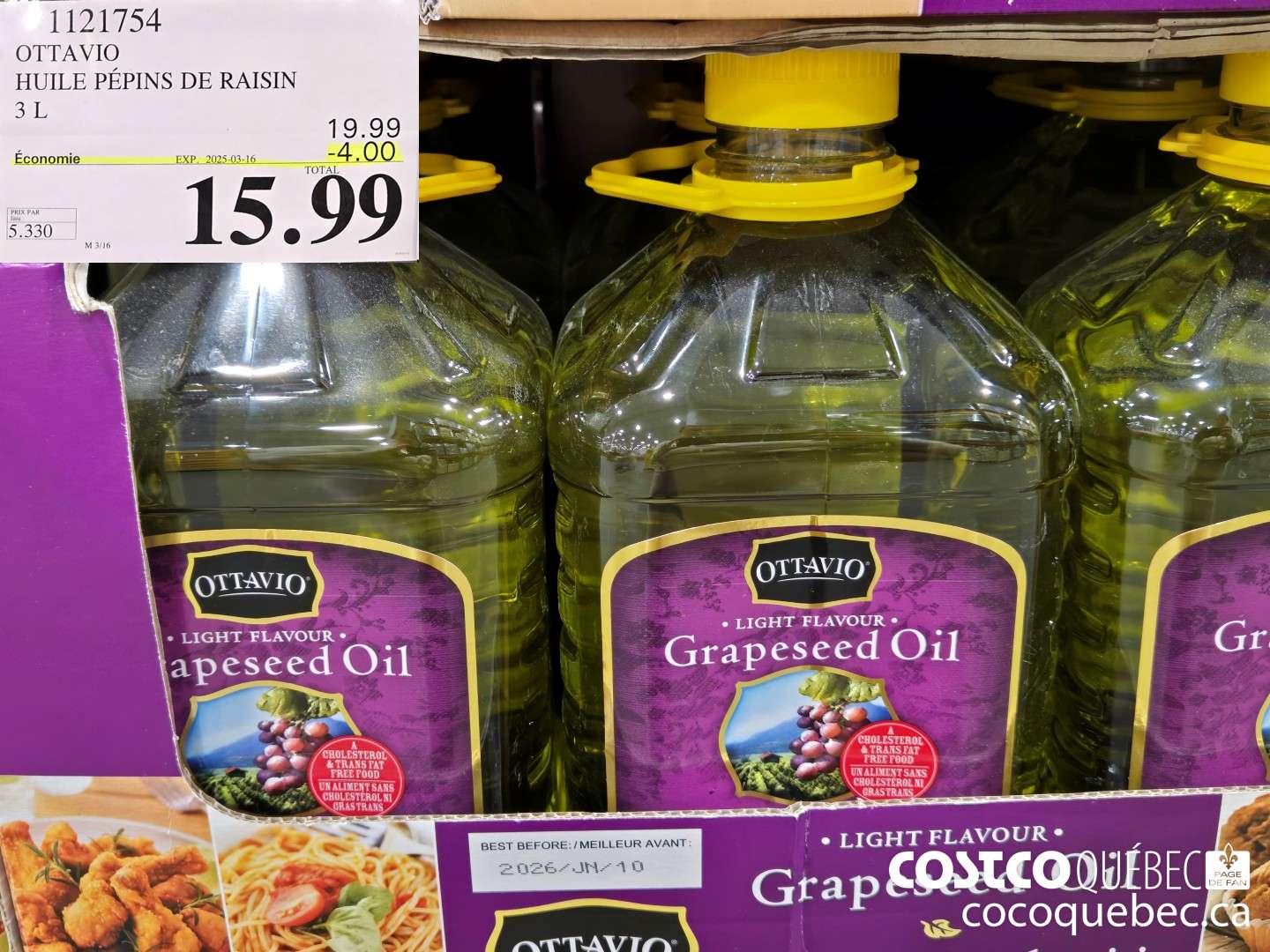 1121754 OTTAVIO HUILE PEPINS DE RAISIN 3L  ($4.00 INSTANT SAVINGS EXPIRES ON 2025-03-16) $15.99