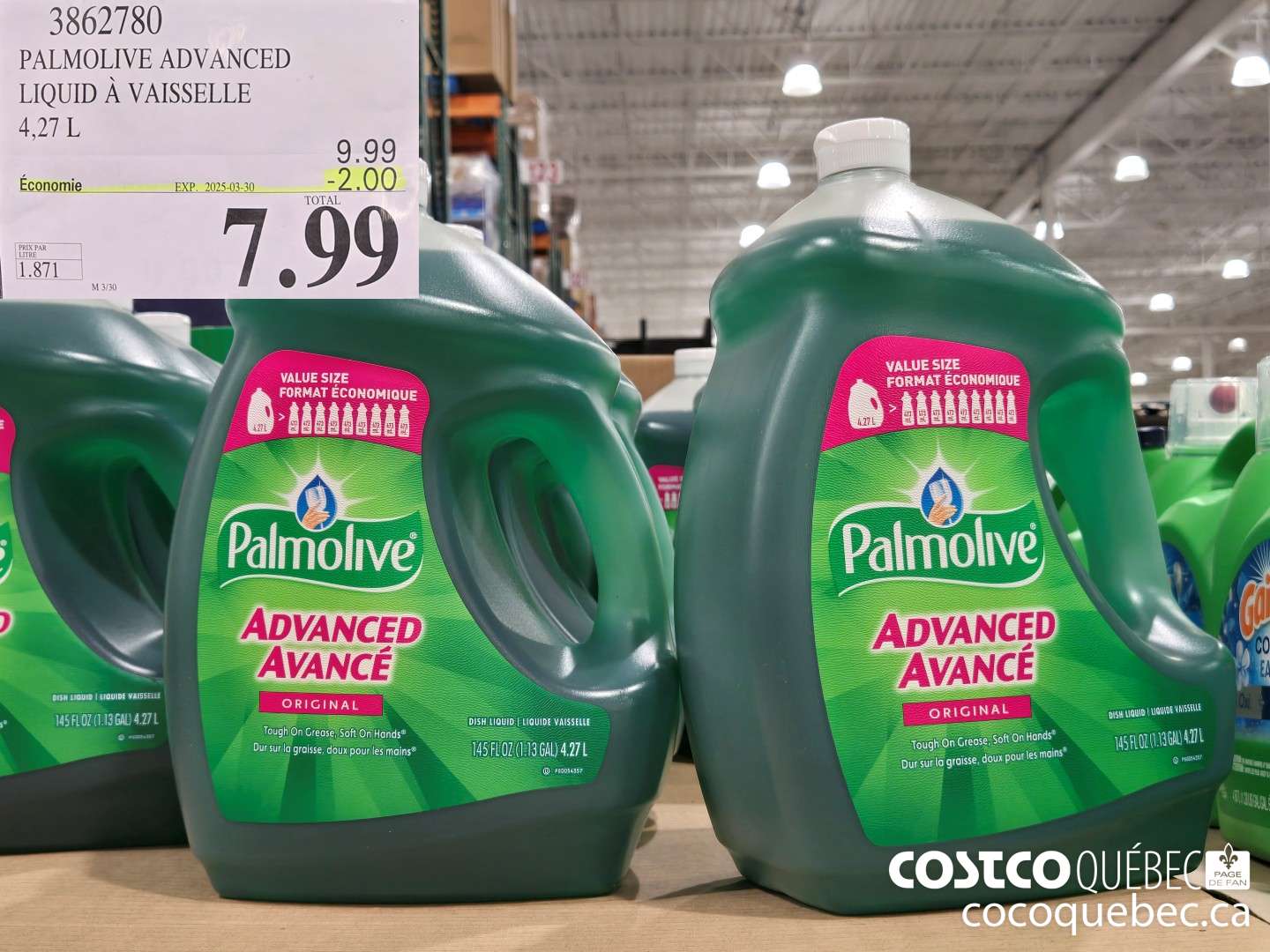 3862780 PALMOLIVE ADVANCED DETERGENT A VAISSELLE 4,27L ($2.00 INSTANT SAVINGS EXPIRES ON 2025-03-30) $7.99