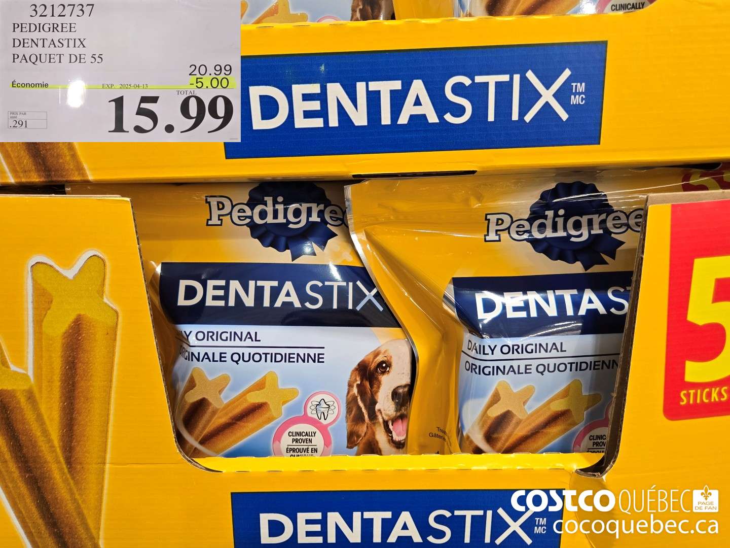 3212737 PEDIGREE DENTASTIX PAQUET DE 55 ($5.00 INSTANT SAVINGS EXPIRES ON 2025-04-13) $15.99