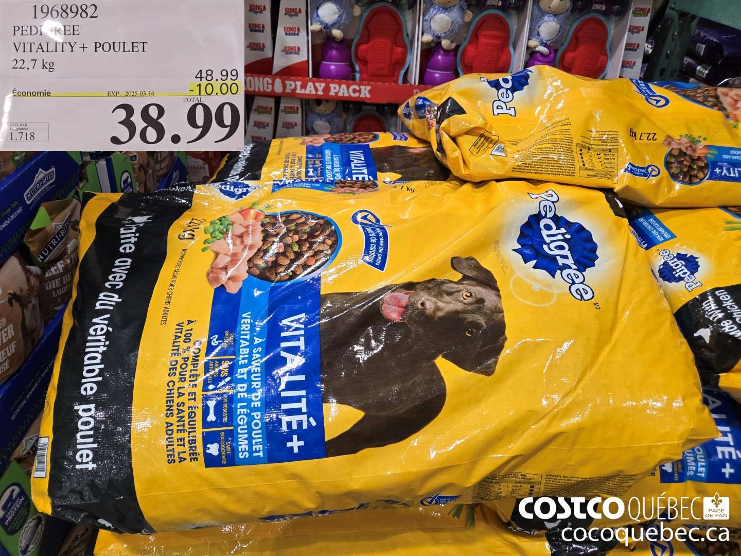 1968982 PEDIGREE VITALITY + POULET POUR CHIENS 22,7 kg  ($10.00 INSTANT SAVINGS EXPIRES ON 2025-03-16) $38.99