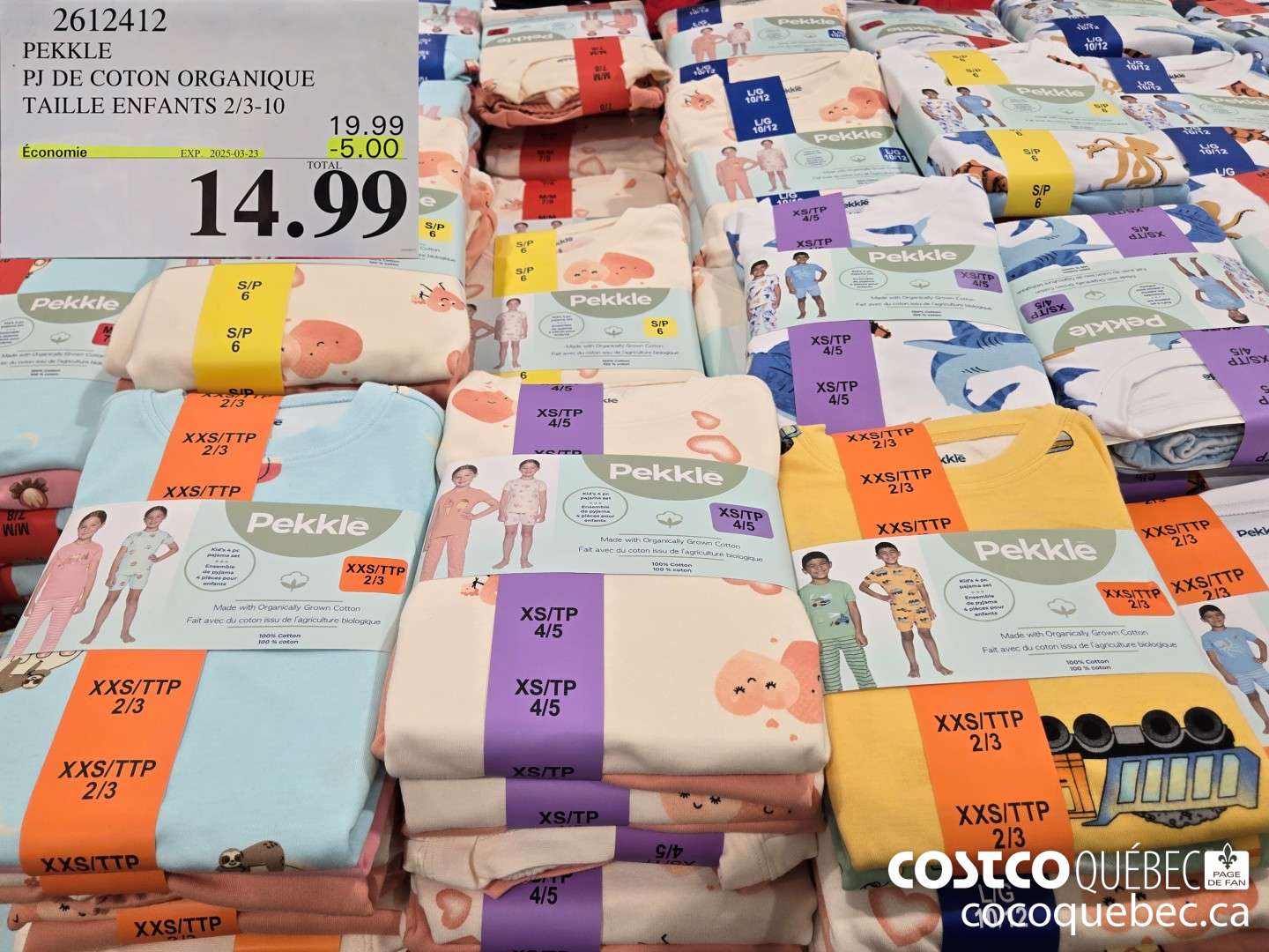 2612412 PEKKLE PJ DE COTON ORGANIQUE TAILLE ENFANTS 2/3-10  ($5.00 INSTANT SAVINGS EXPIRES ON 2025-03-23) $14.99