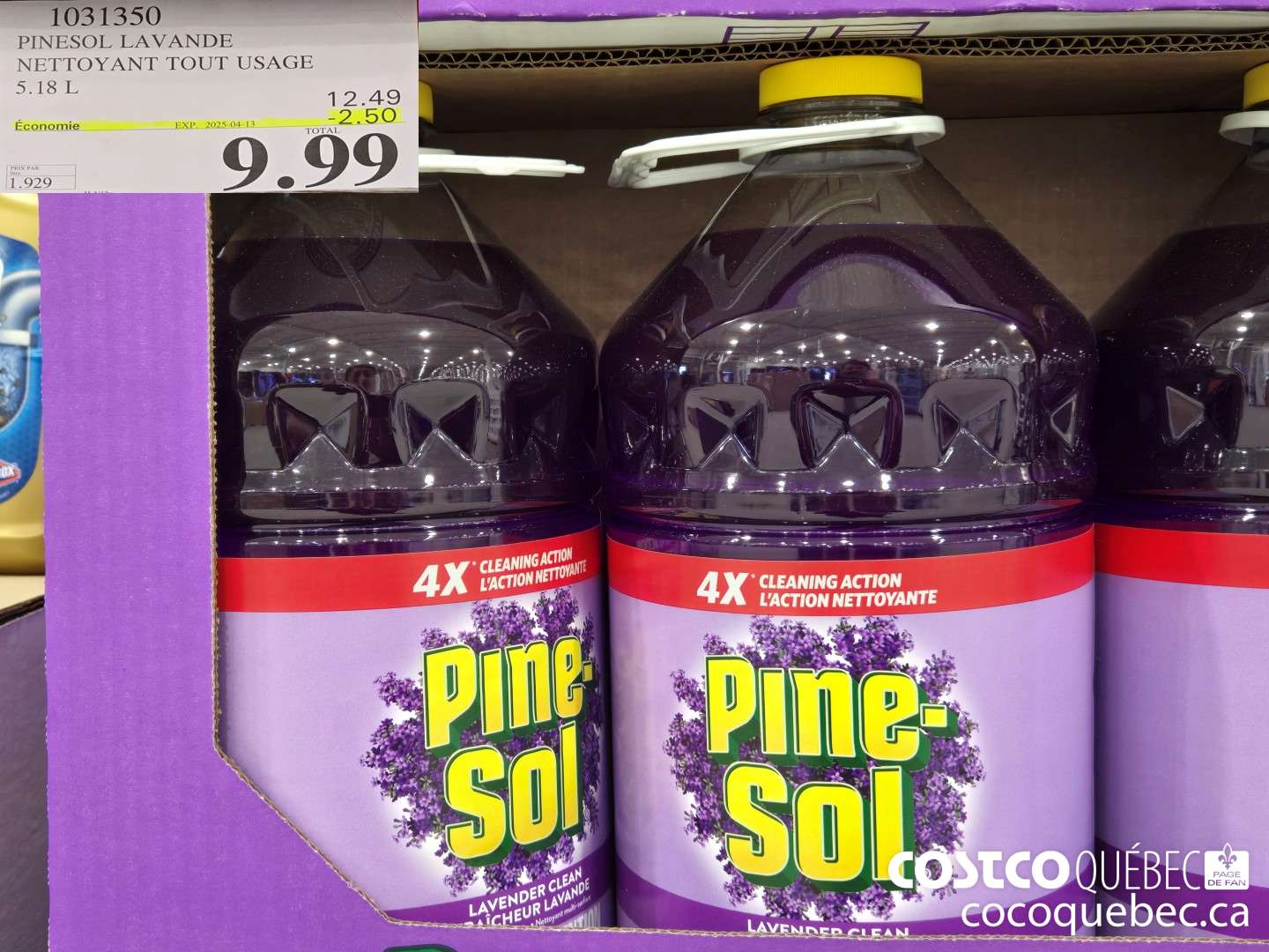 1031350 PINESOL LAVANDE NETTOYANT TOUT USAGE  ($2.50 INSTANT SAVINGS EXPIRES ON 2025-04-13) $9.99