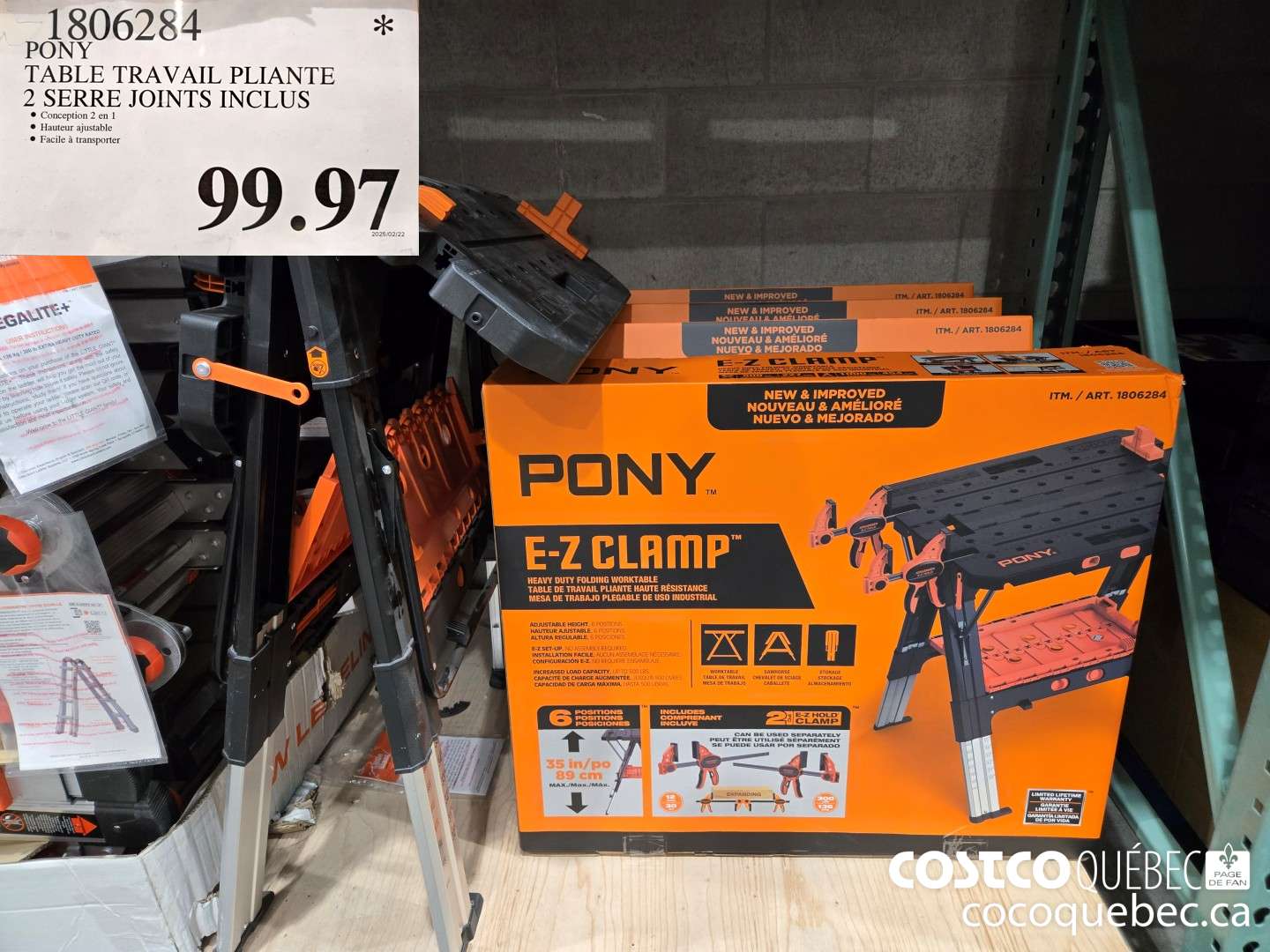 1806284 PONY TABLE TRAVAIL PLIANTE 2 SERRE JOINTS INCLUS  $99.97