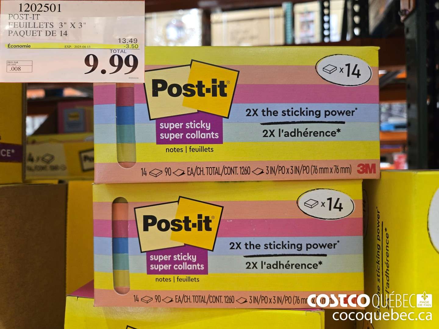 1202501 POST-IT PAQUET DE14 ($3.50 INSTANT SAVINGS EXPIRES ON 2025-04-13) $9.99