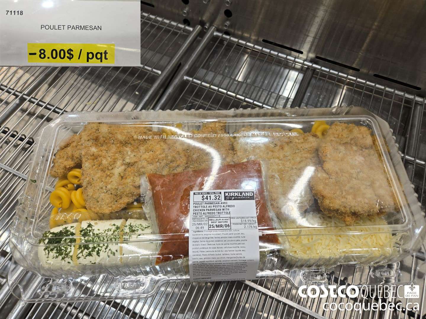 71118 POULET PARMESAN AVEC TROTTOLE AU PESTO ALFREDO  ($8.00 INSTANT SAVINGS)