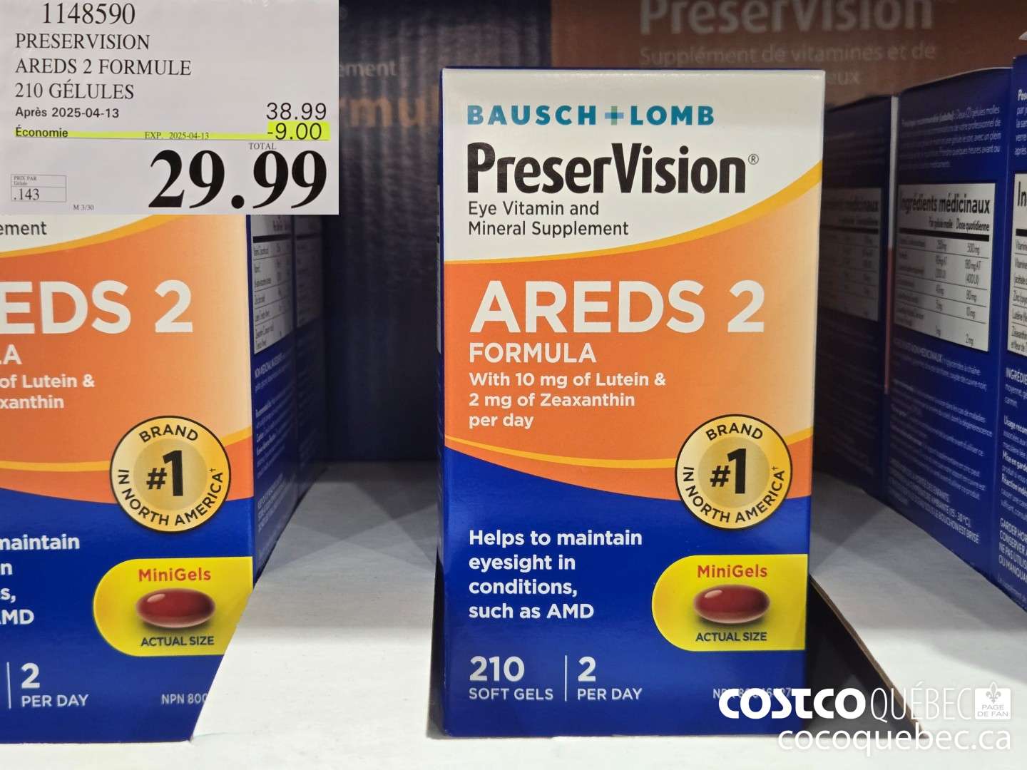 1148590 PRESERVISION AREDS 2 FORMULE 210 GELULES  ($9.00 INSTANT SAVINGS EXPIRES ON 2025-04-13) $29.99