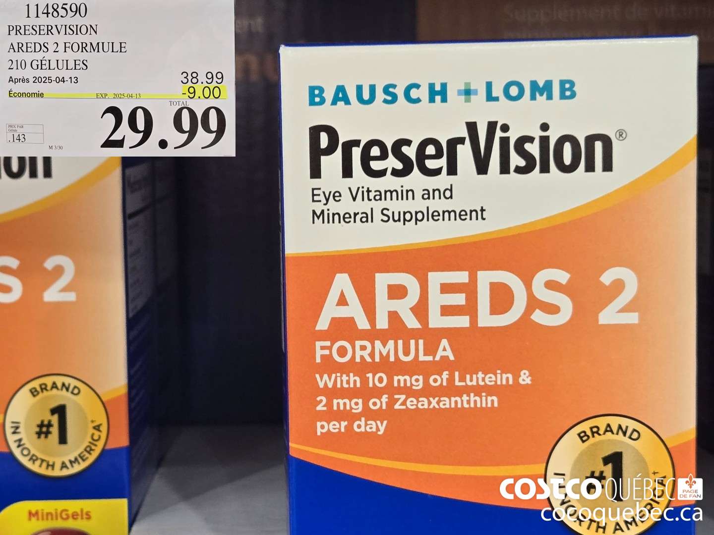 1148590 PRESERVISION AREDS 2 FORMULE 210 GELULES  ($9.00 INSTANT SAVINGS EXPIRES ON 2025-04-13) $29.99