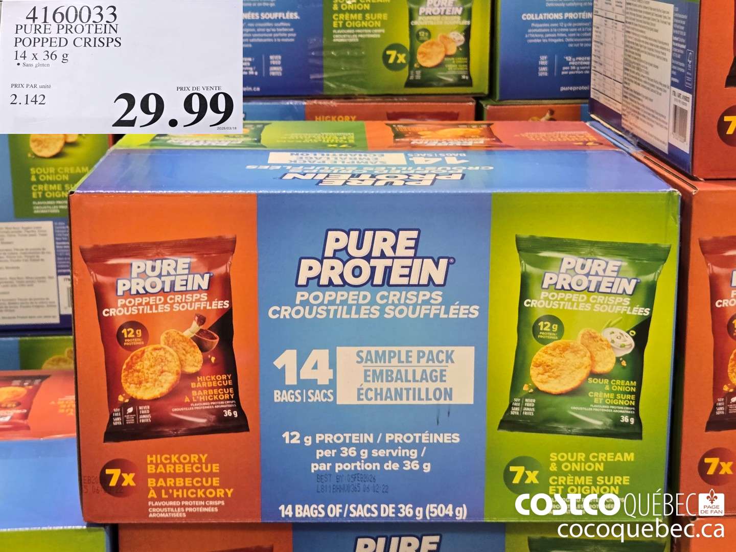 4160033 PURE PROTEIN POPPED CRISPS  $29.99