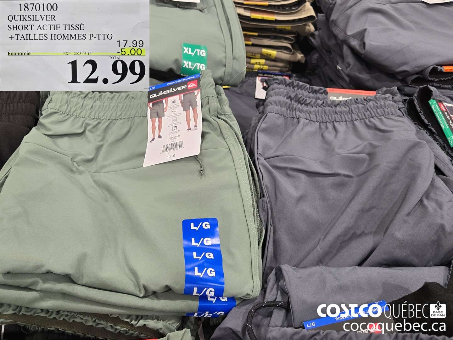 1870100 QUIKSILVER SHORT ACTIF TISSE  ($5.00 INSTANT SAVINGS EXPIRES ON 2025-03-16) $12.99