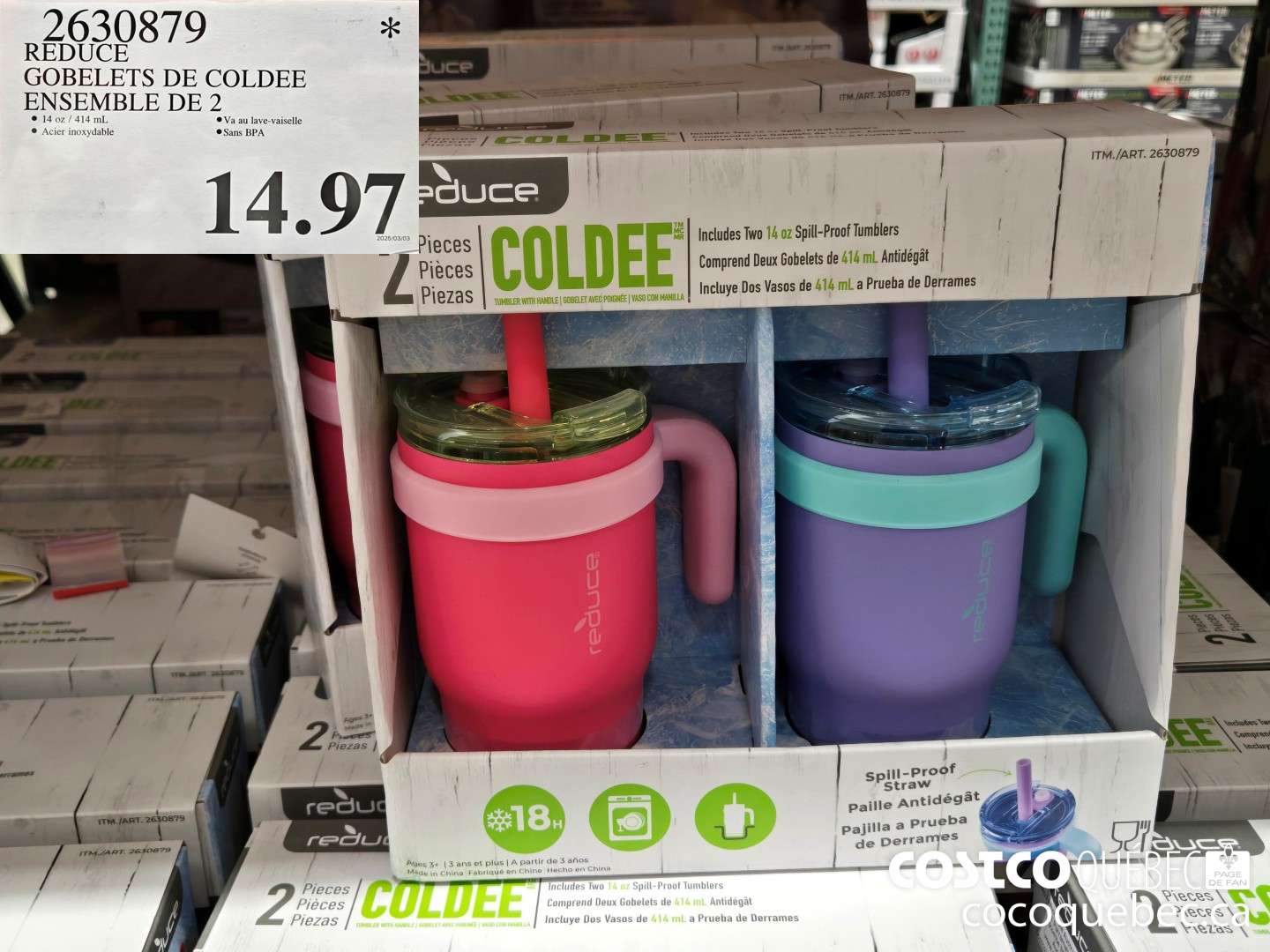 2630879 REDUCE GOBELETS DE COLDEE ENSEMBLE DE 2  ($4.00 INSTANT SAVINGS EXPIRES ON 2025-03-30) $14.97