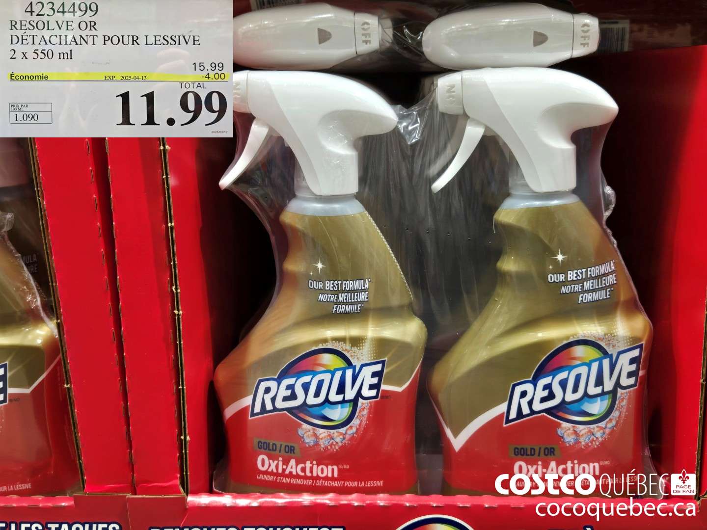 4234499 RESOLVE OR DETACHANT POUR LESSIVE  ($3.50 INSTANT SAVINGS EXPIRES ON 2025-04-13) $11.99