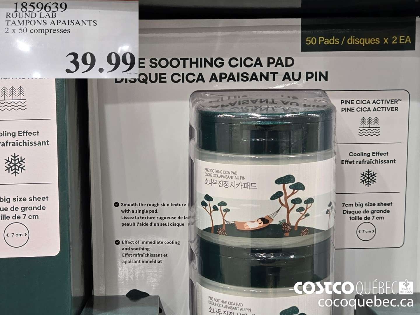 1859639 ROUND LAB TAMPONS APAISANTS 2 x 50 compresses  $39.99
