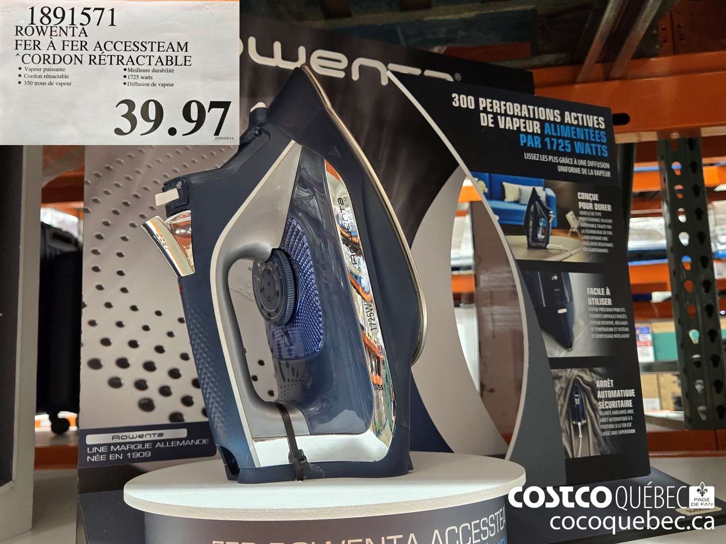 1891571 ROWENTA FER A FER ACCESSTEA CORDON RETRACTABLE  $39.97