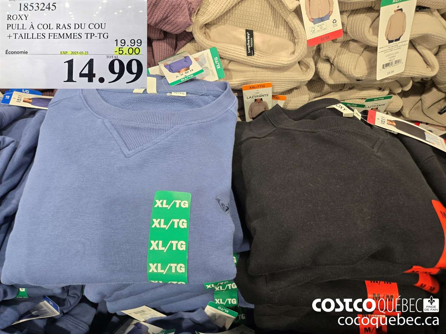 1853245 ROXY PULL A COL RAS DU COU  ($5.00 INSTANT SAVINGS EXPIRES ON 2025-03-23) $14.99