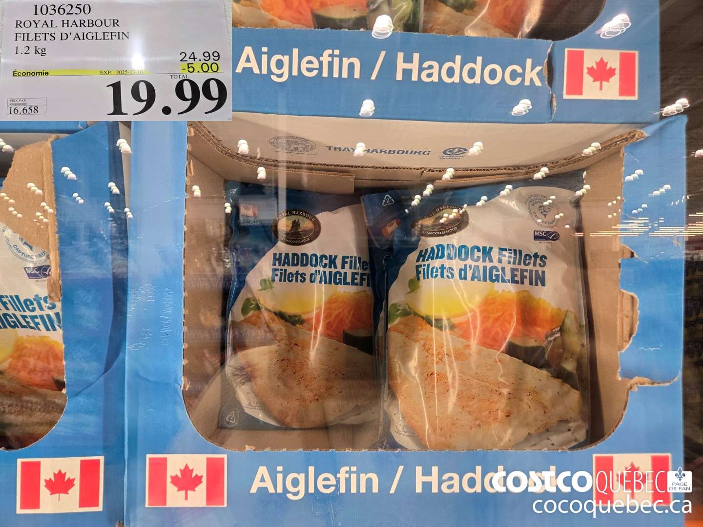 1036250 ROYAL HARBOUR FILETS D'AIGLEFIN 1.2 kg ($5.00 INSTANT SAVINGS EXPIRES ON 2025-03-16) $19.99
