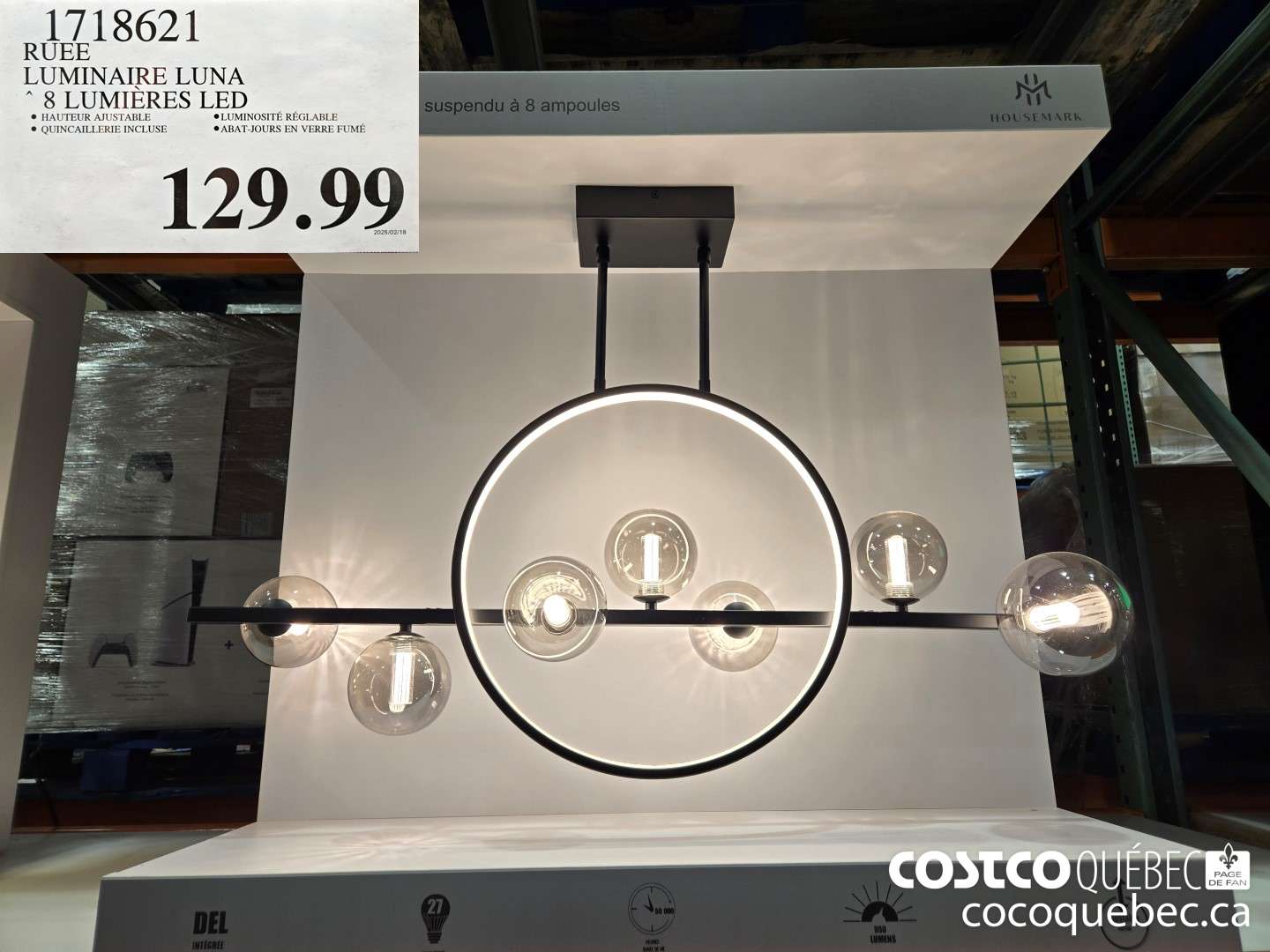 1718621 RUEE LUMINAIRE LUNA 8 LUMIERES LED  $129.99