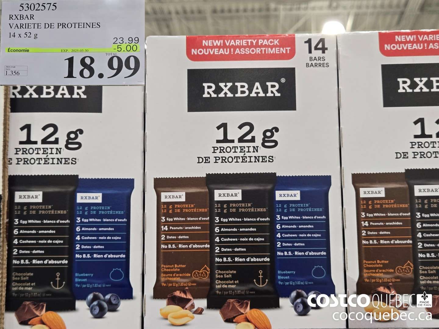 5302575 RXBAR VARIETE DE PROTEINFS 2025-01-19  ($5.00 INSTANT SAVINGS EXPIRES ON 2025-03-30) $18.99