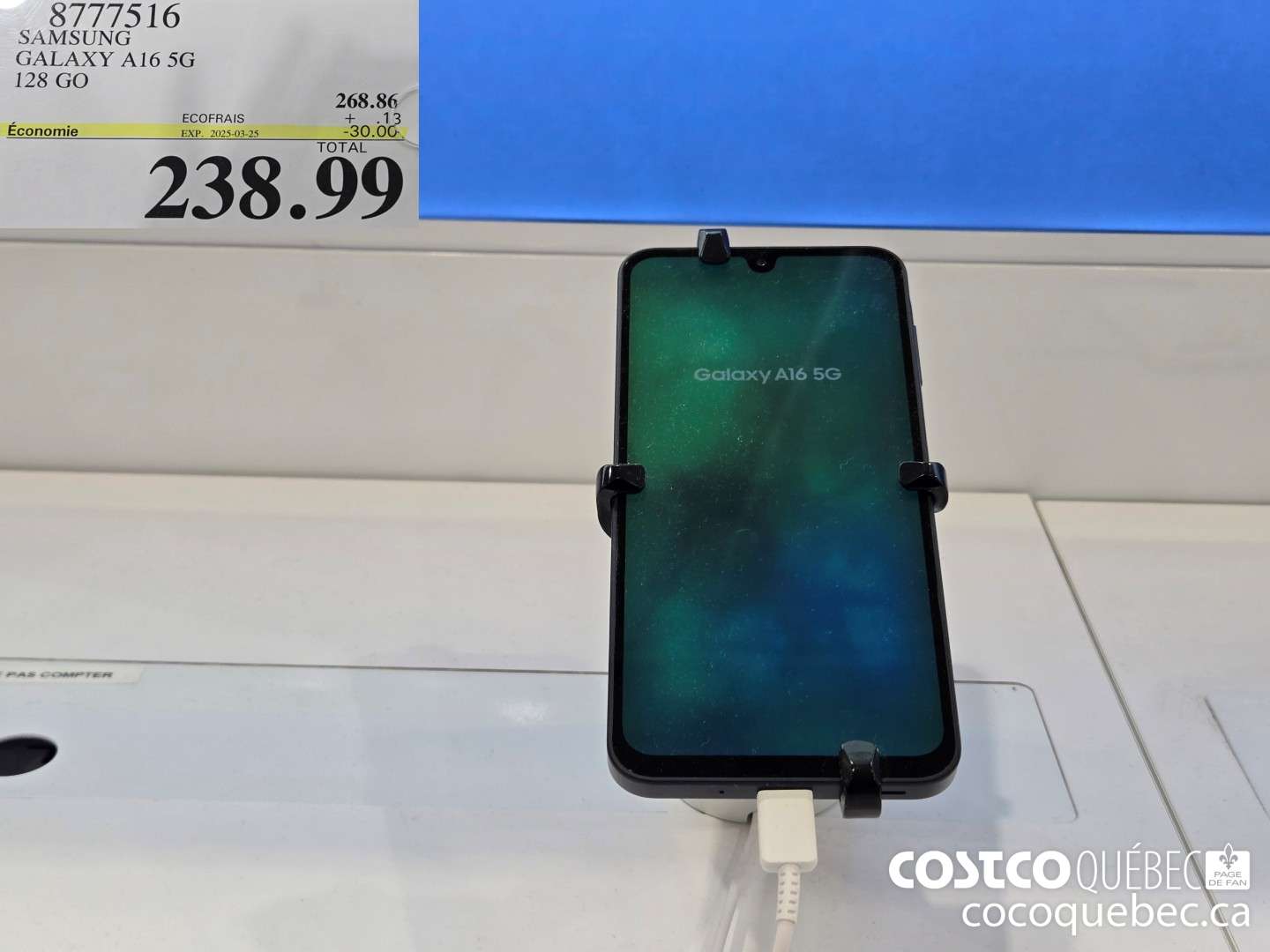 8777516 SAMSUNG GALAXY A16 5G 128 GO  ($30.00 INSTANT SAVINGS EXPIRES ON 2025-03-25) $238.99