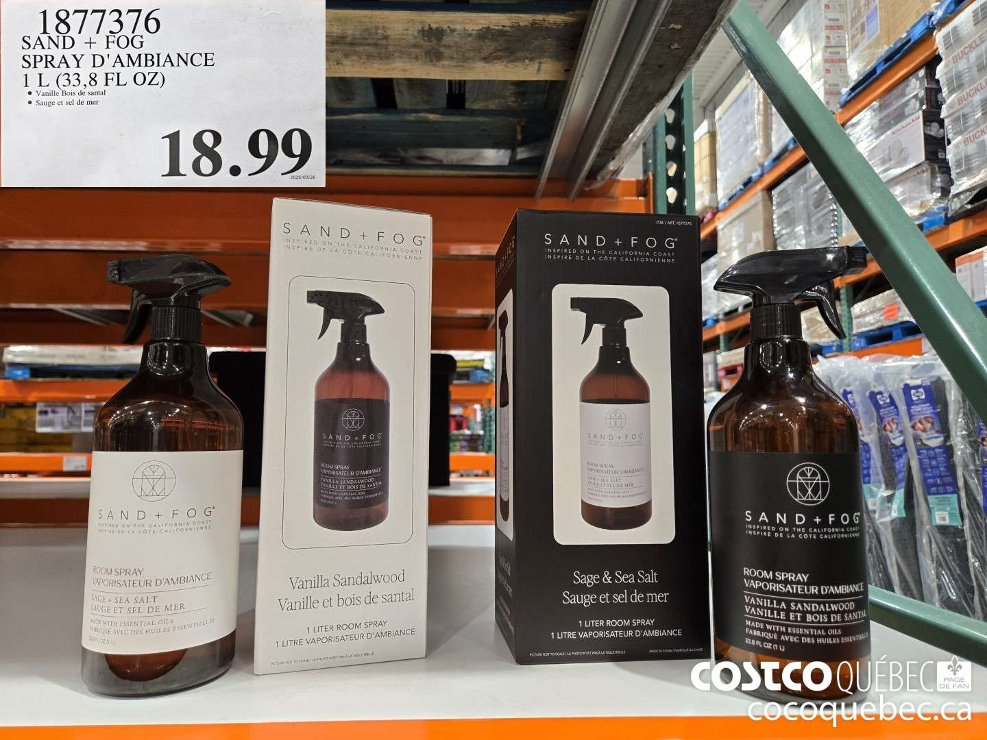 1877376 SAND + FOG SPRAY D'AMBIANCE  $18.99