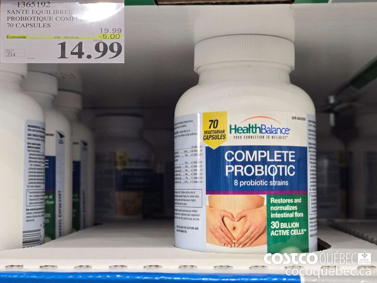 1365192 SANTE EQUILIBREE PROBIOTIQUE COMPLET 70 CAPSULES  ($5.00 INSTANT SAVINGS EXPIRES ON 2025-03-30) $14.99