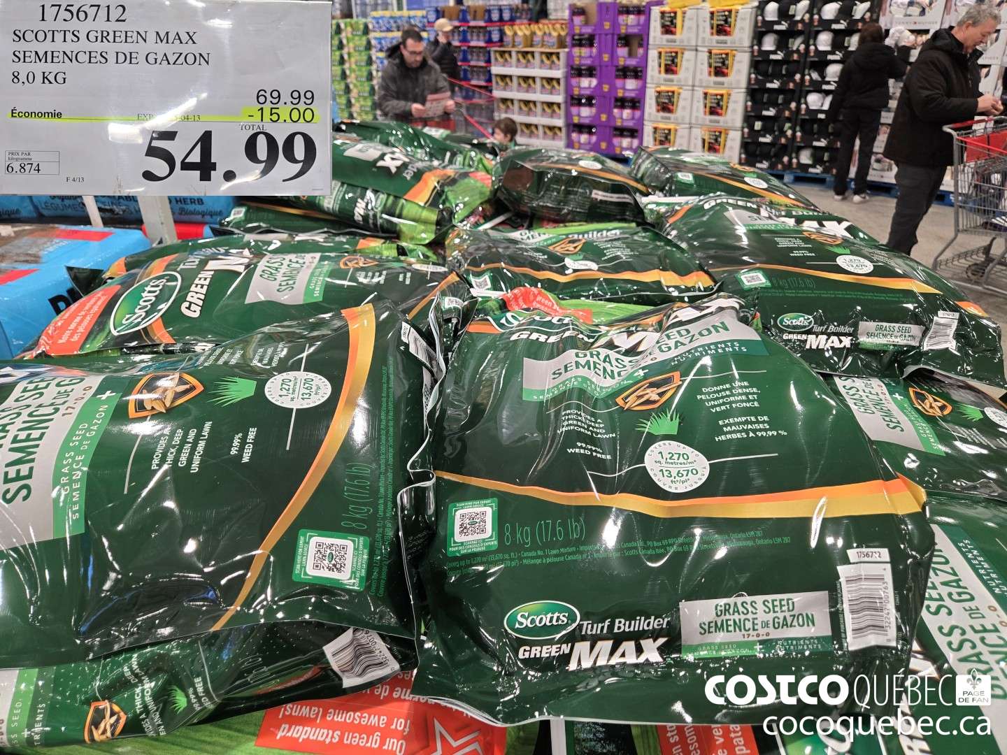 1756712 SCOTTS GREEN MAX SEMENCES DE GAZON 8,0 KG  ($15.00 INSTANT SAVINGS EXPIRES ON 2025-04-13) $54.99