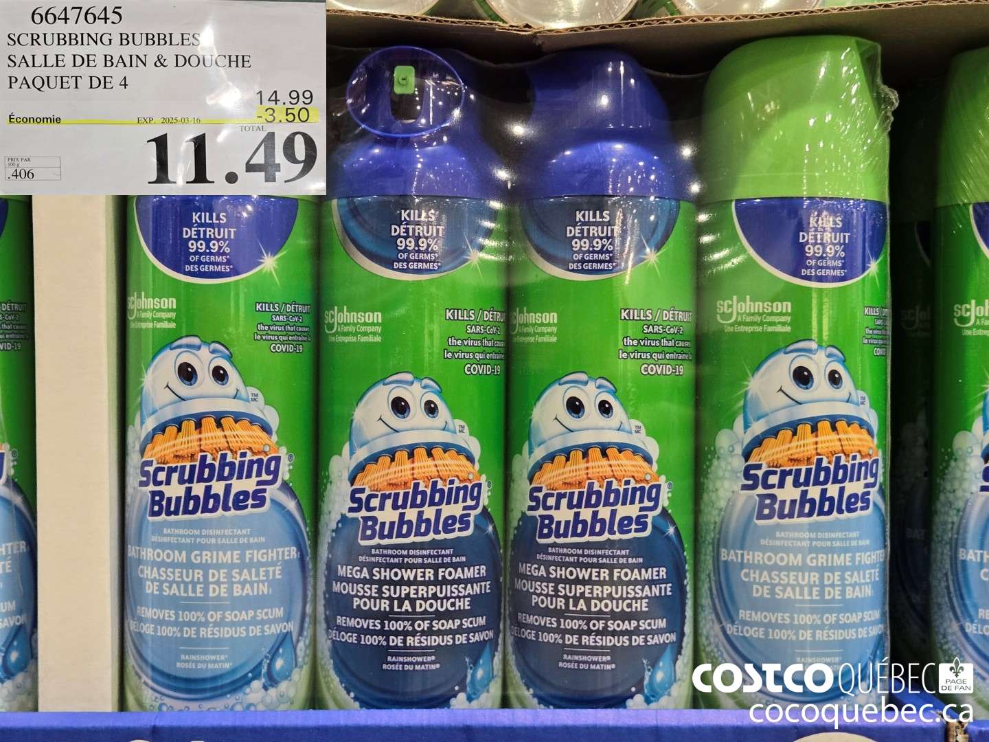 664765 SCRUBBING BUBBLES SALLE DE BAIN & DOUCHE PAQUET DE 4  ($3.50 INSTANT SAVINGS EXPIRES ON 2025-03-16) $11.49