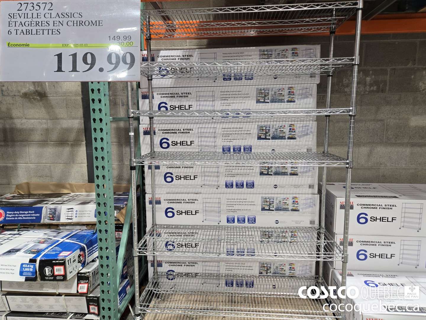 273572 SEVILLE CLASSICS ETAGERES EN CHROME 6 TABLETTES  ($30.00 INSTANT SAVINGS EXPIRES ON 2025-03-03) $119.99