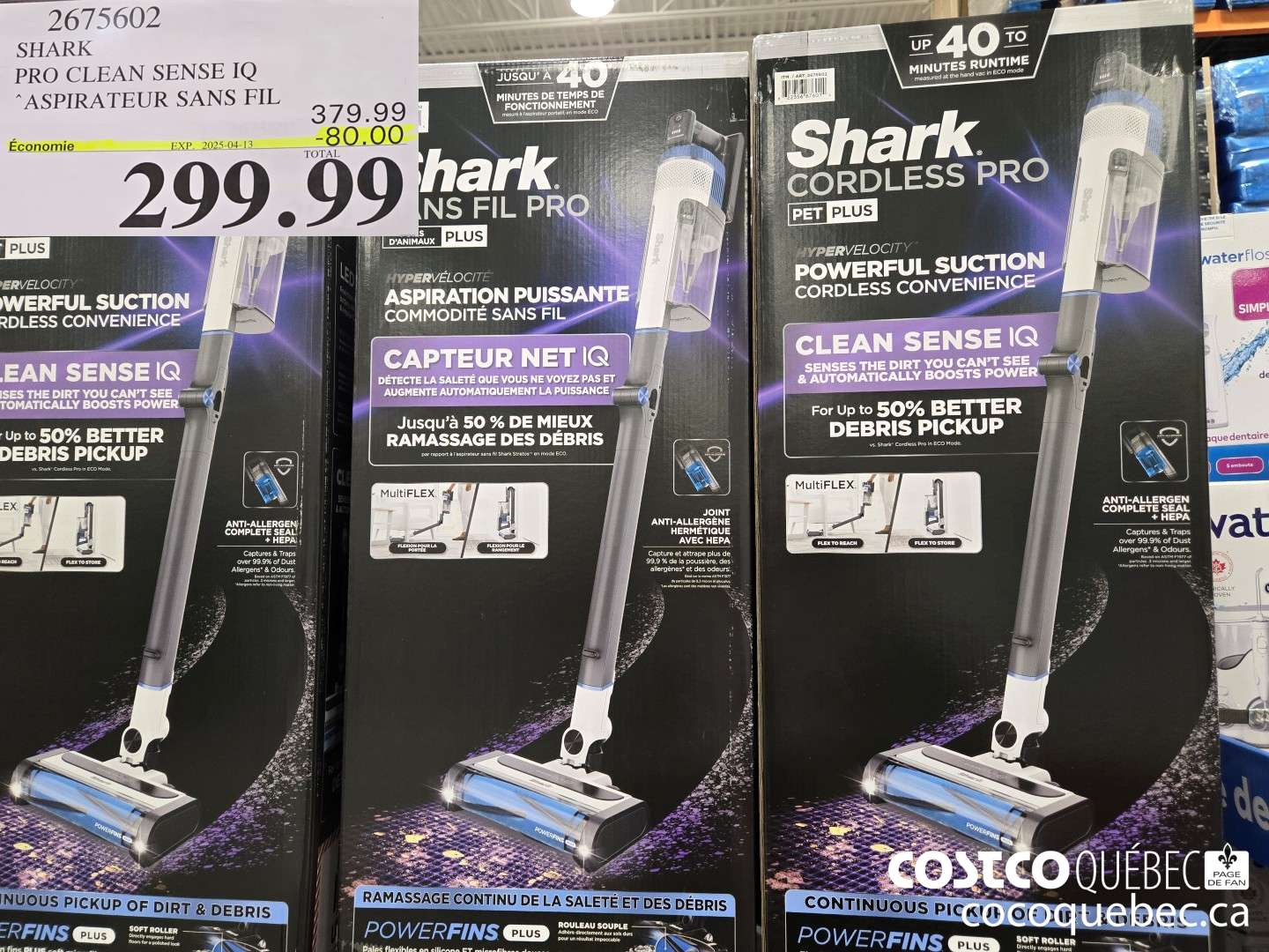 2675602 SHARK PRO CLEAN SENSE IQ ‘ASPIRATEUR SANS FIL  ($80.00 INSTANT SAVINGS EXPIRES ON 2025-04-13) $299.99