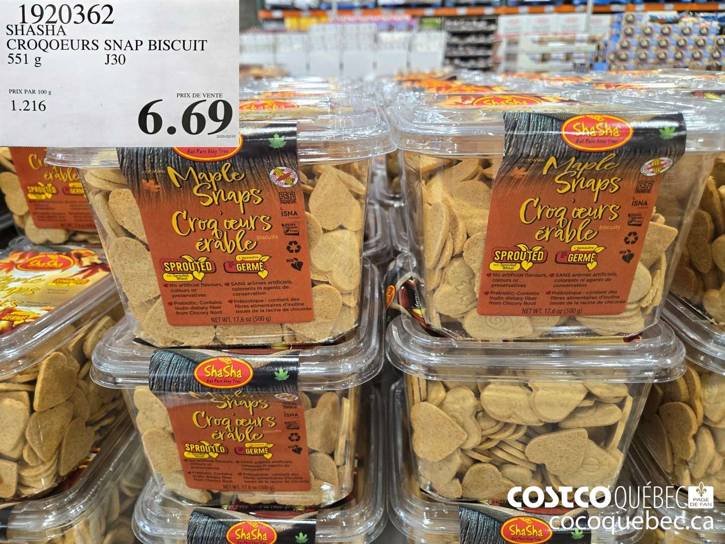 1920362 SHASHA CROQOEURS SNAP BISCUIT 551G  $6.69