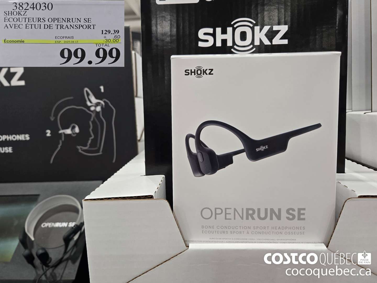 3824030 SHOKZ ECOUTEURS OPENRUN SE AVEC ETUI DE TRANSPORT  ($30.00 INSTANT SAVINGS EXPIRES ON 2025-04-13) $99.99