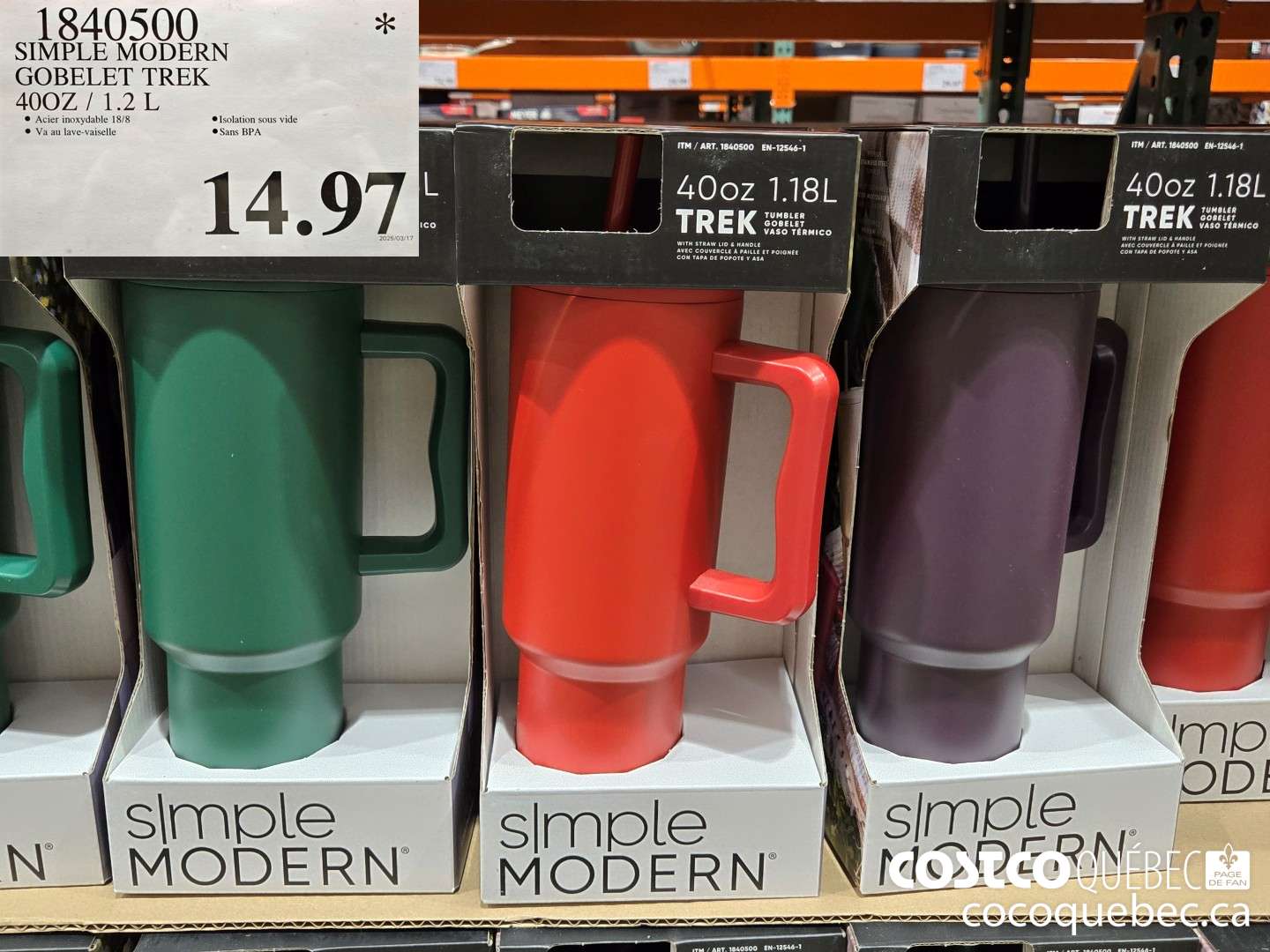 1840500 SIMPLE MODERN GOBELET TREK 40 OZ /1.2 L  $14.97