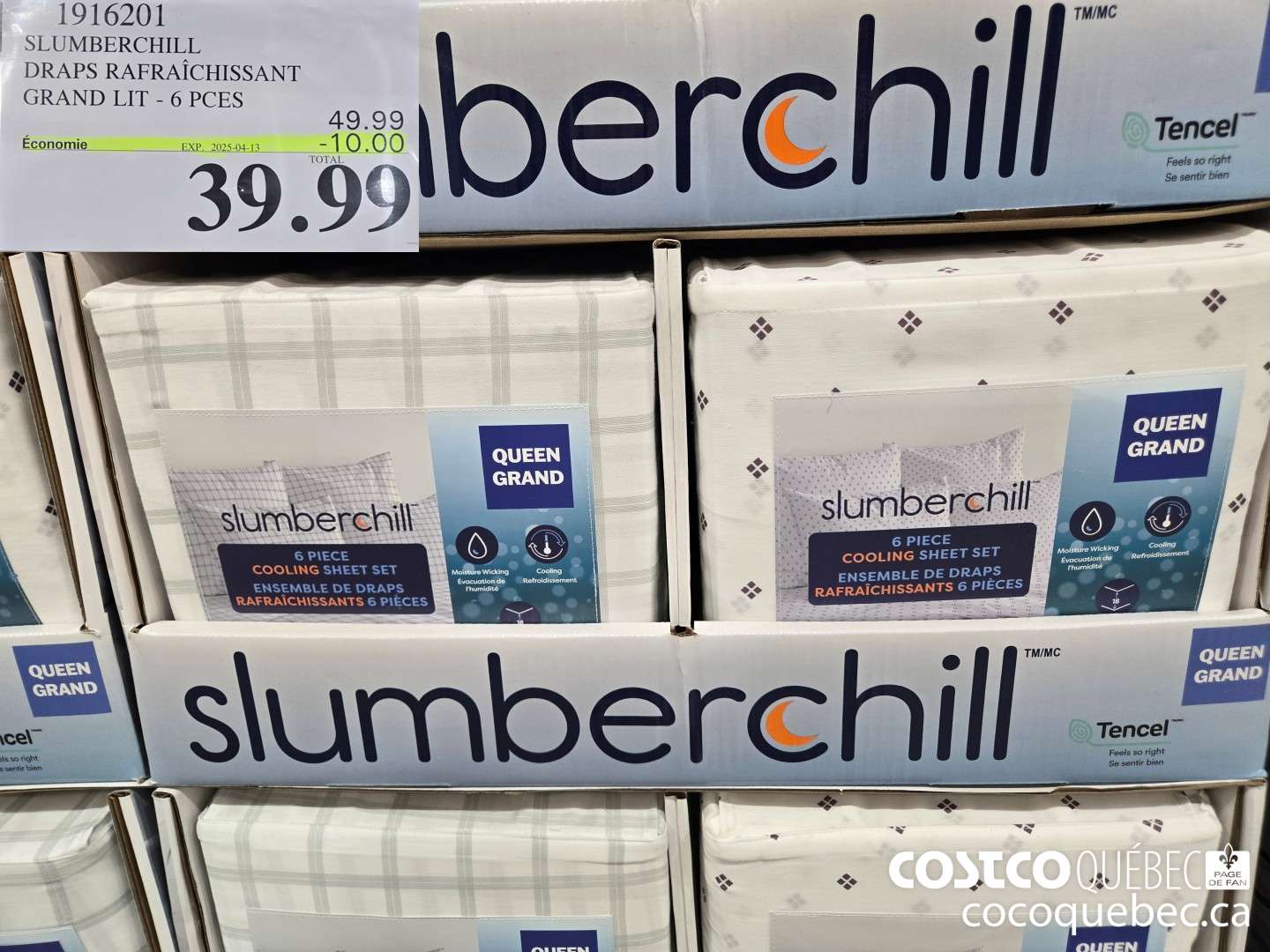 1916201 SLUMBERCHILL DRAPS RAFRAICHISSANT GRAND LIT - 6 PCES  ($10.00 INSTANT SAVINGS EXPIRES ON 2025-04-13) $39.99