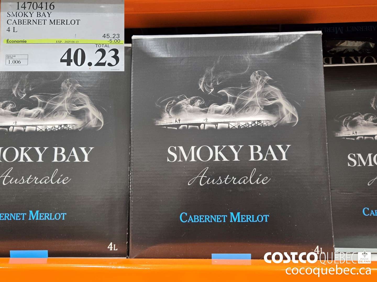 1470416 SMOKY BAY CABERNET MERLOT 4L  ($4.00 INSTANT SAVINGS EXPIRES ON 2024-11-10) $40.23