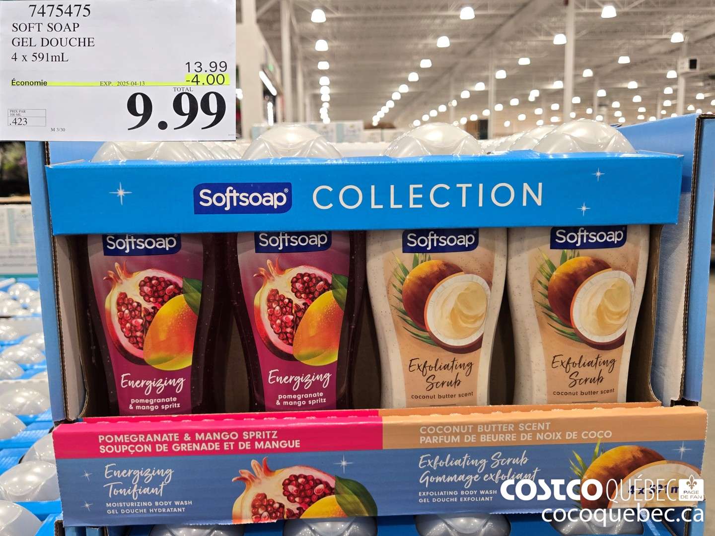 7475475 SOFT SOAP GEL DOUCHE 4x 591mL  ($4.00 INSTANT SAVINGS EXPIRES ON 2025-04-13) $9.99