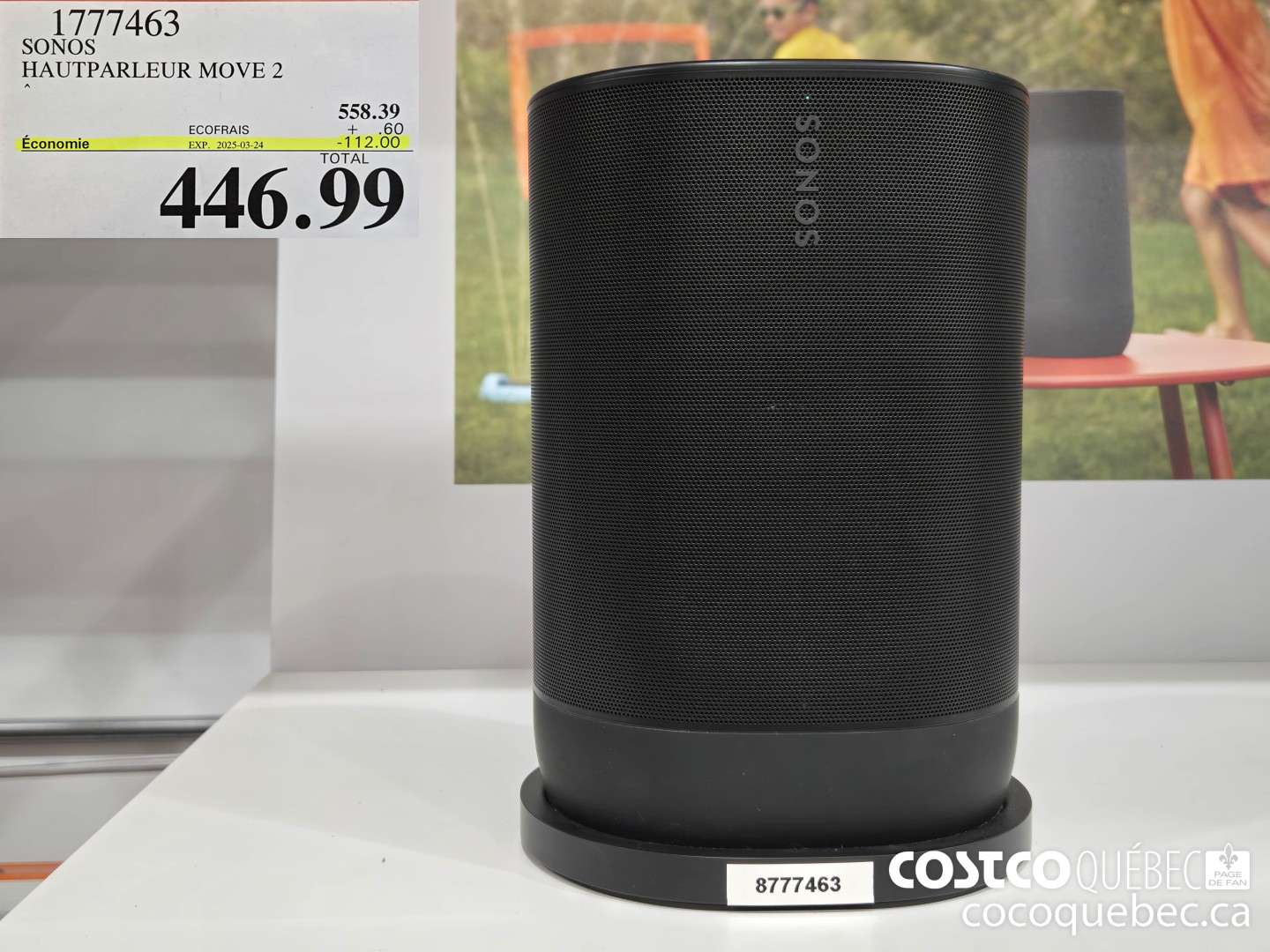 1777463 SONOS HAUTPARLEUR MOVE 2  ($112.00 INSTANT SAVINGS EXPIRES ON 2025-03-24) $446.99