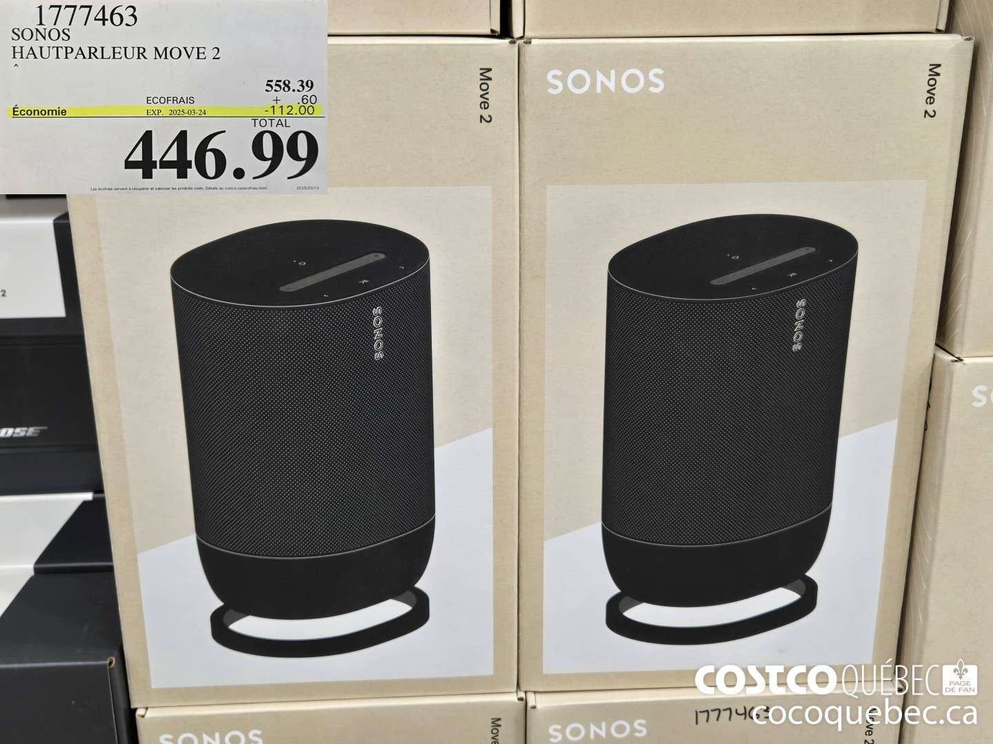 1777463 SONOS HAUTPARLEUR MOVE 2  ($112.00 INSTANT SAVINGS EXPIRES ON 2025-03-24) $446.99