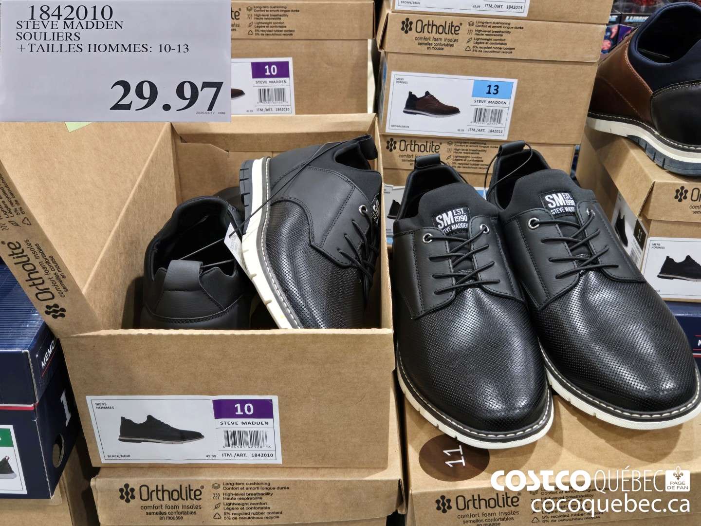 1842010 STEVE MADDEN SOULIERS + TAILLES HOMMES: 10-13  $29.97