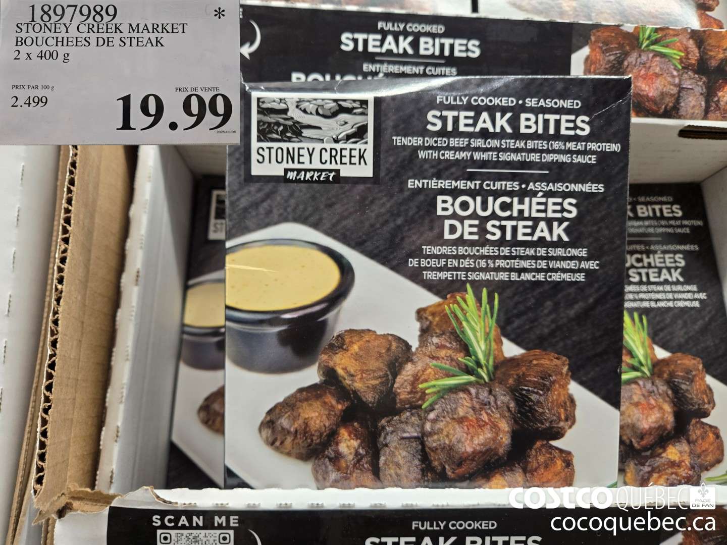 1897989 STONEY CREEK MARKET BOUCHEES DE STEAK 2 x 400 g  $19.99