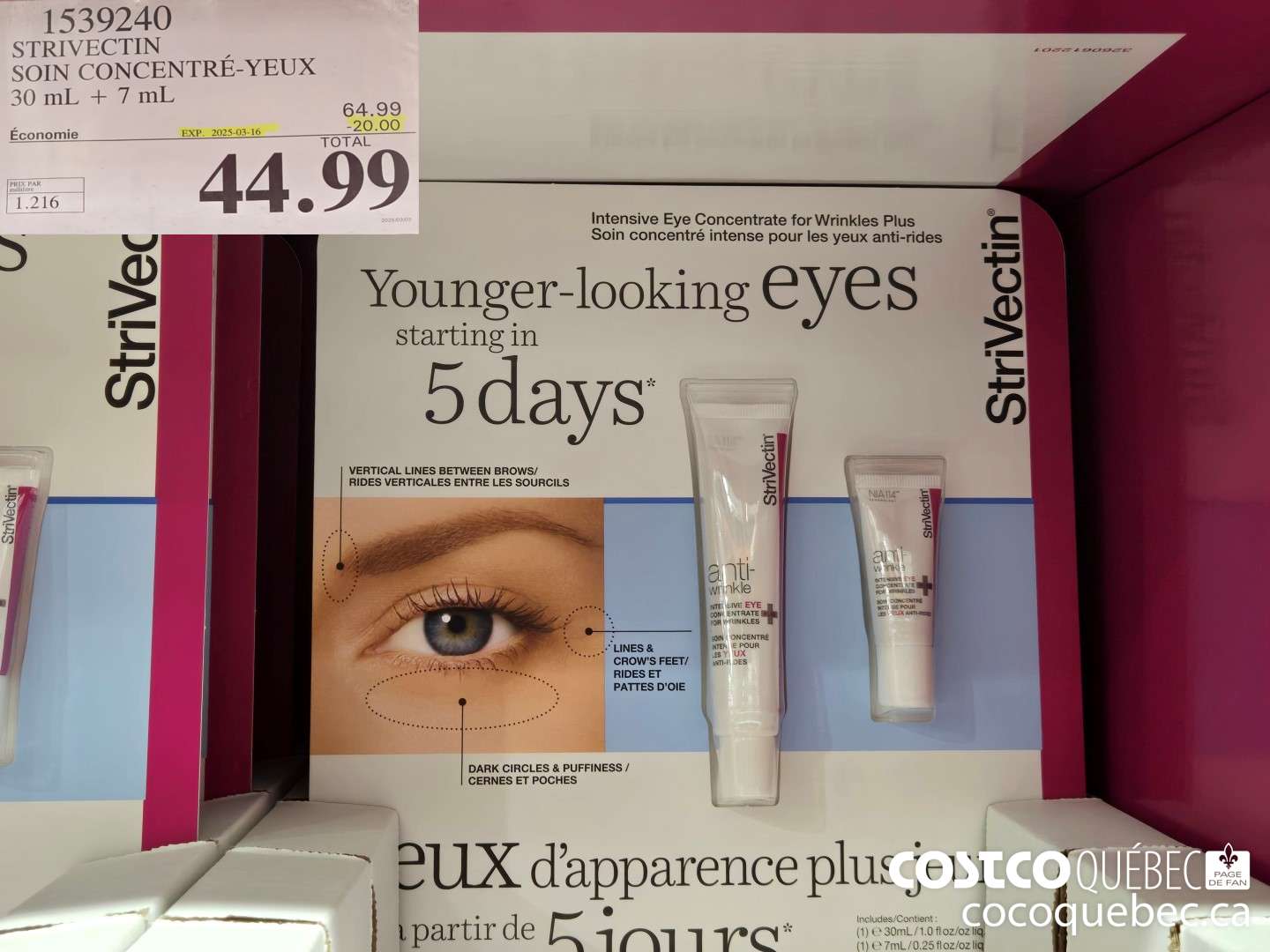 1539240 STRIVECTIN SOIN CONCENTRE-YEUX 30 mL + 7 mI.  ($20.00 INSTANT SAVINGS EXPIRES ON 2025-03-16) $44.99