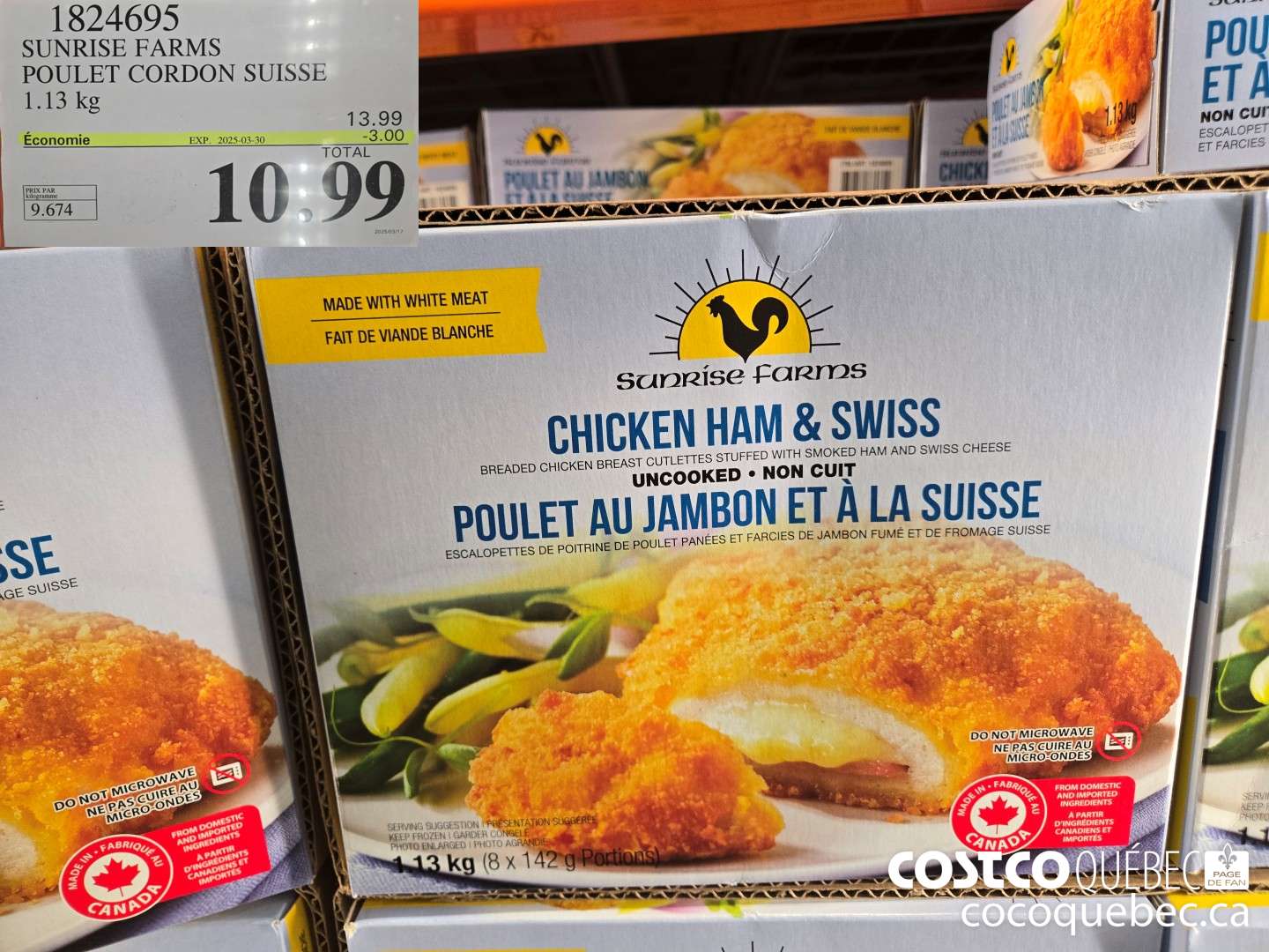 1824695 SUNRISE FARMS POULET CORDON SUISSE | 1.13 kg  ($3.00 INSTANT SAVINGS EXPIRES ON 2025-03-30) $10.99