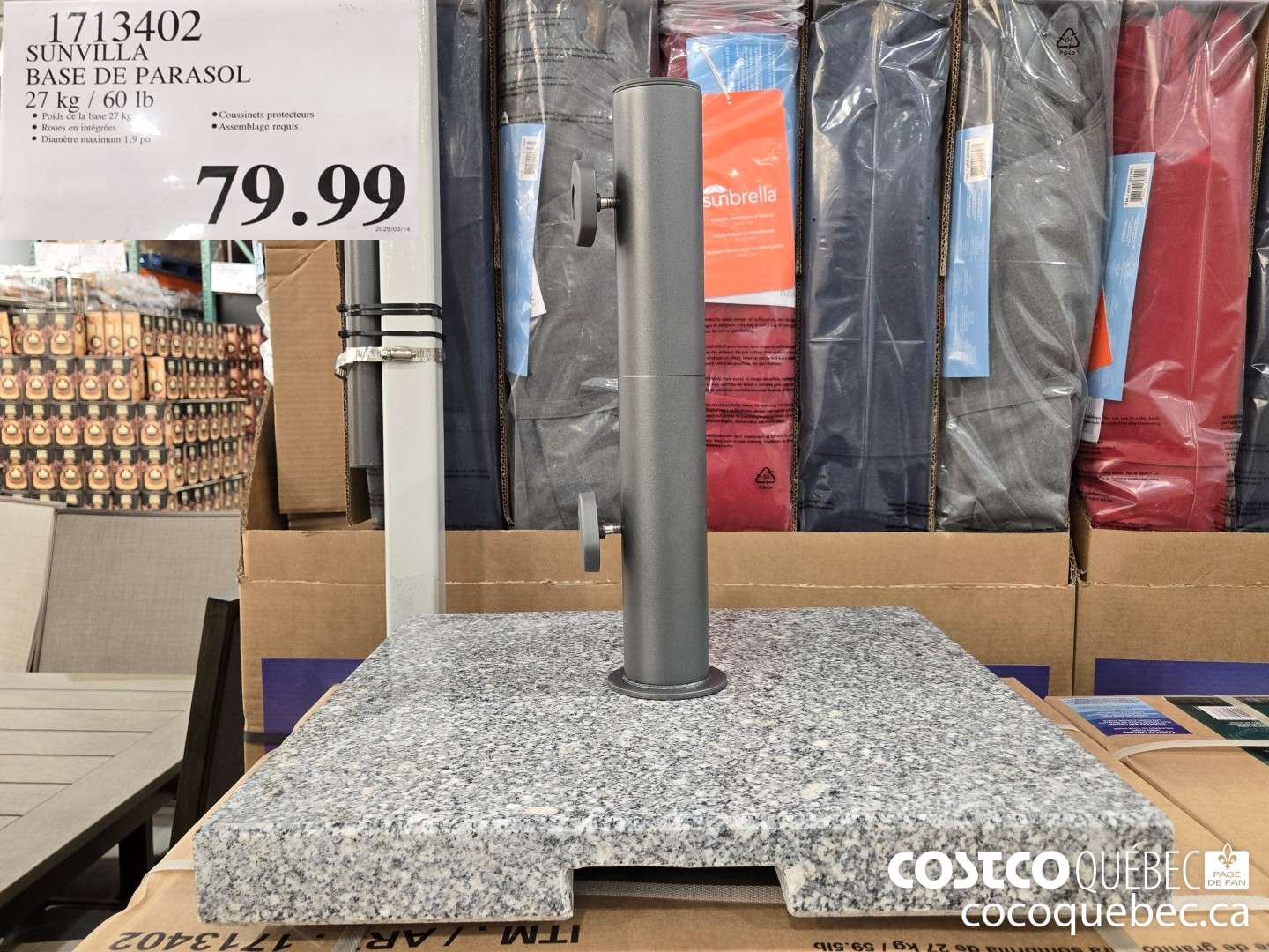 1713402 SUNVILLA BASE DE PARASOL 27 kg / 60 Ib  $79.99