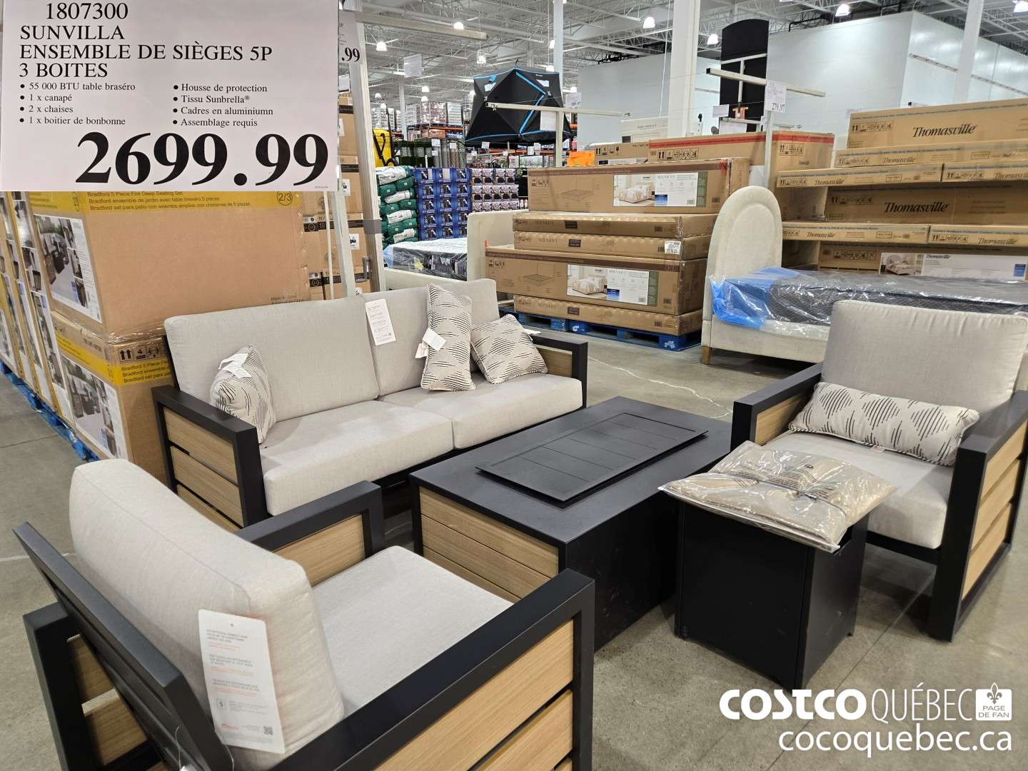 1807300 SUNVILLA ENSEMBLE DE SIEGES 5P 3 BOITES  $2699.99