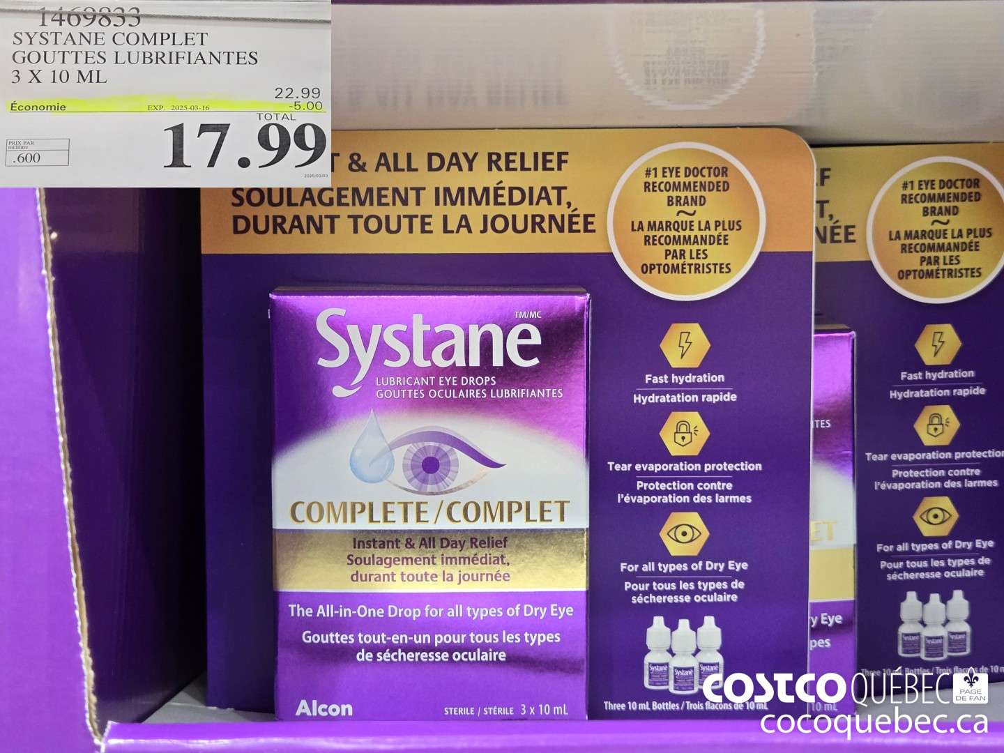 1469833 SYSTANE COMPLET GOUTTES LUBRIFIANTES 3 X 10 ML  ($5.00 INSTANT SAVINGS EXPIRES ON 2025-03-16) $17.99