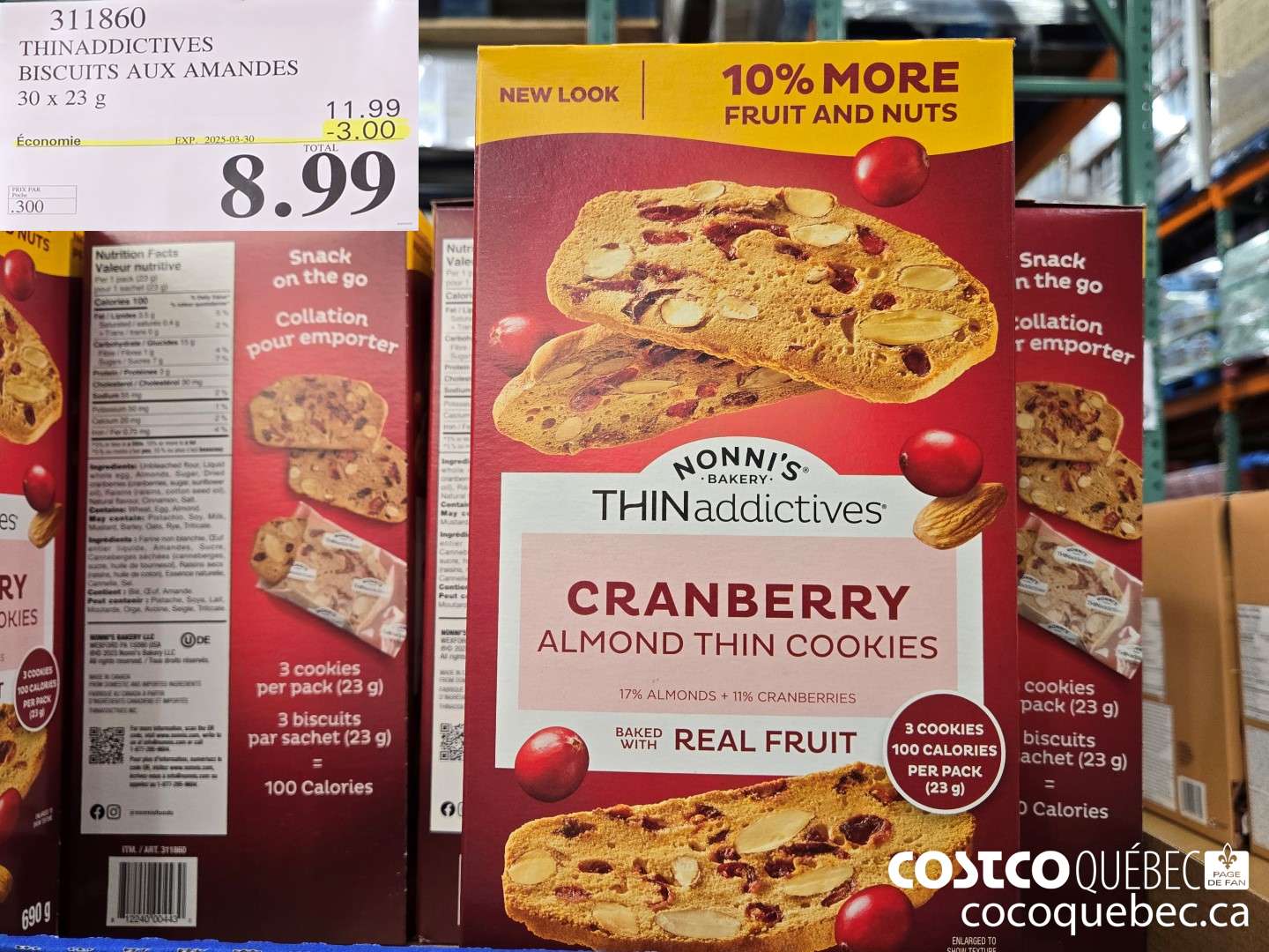 311860 THINADDICTIVES BISCUITS AUX AMANDES 30X23g  ($3.00 INSTANT SAVINGS EXPIRES ON 2025-03-30) $8.99