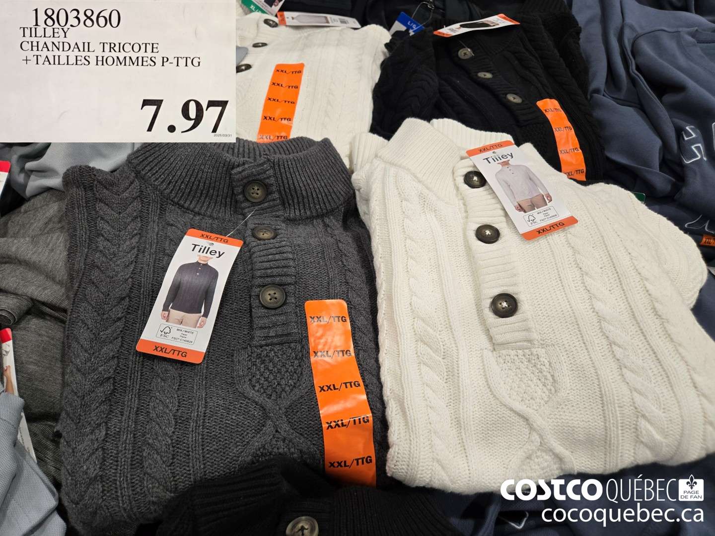 1803860 TILLEY CHANDAIL TRICOTE $7.97