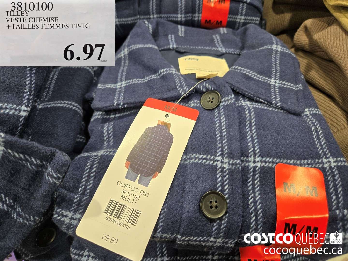 3810100 TILLEY VESTE CHEMISE +TAILLES FEMMES TP-TG  $6.97