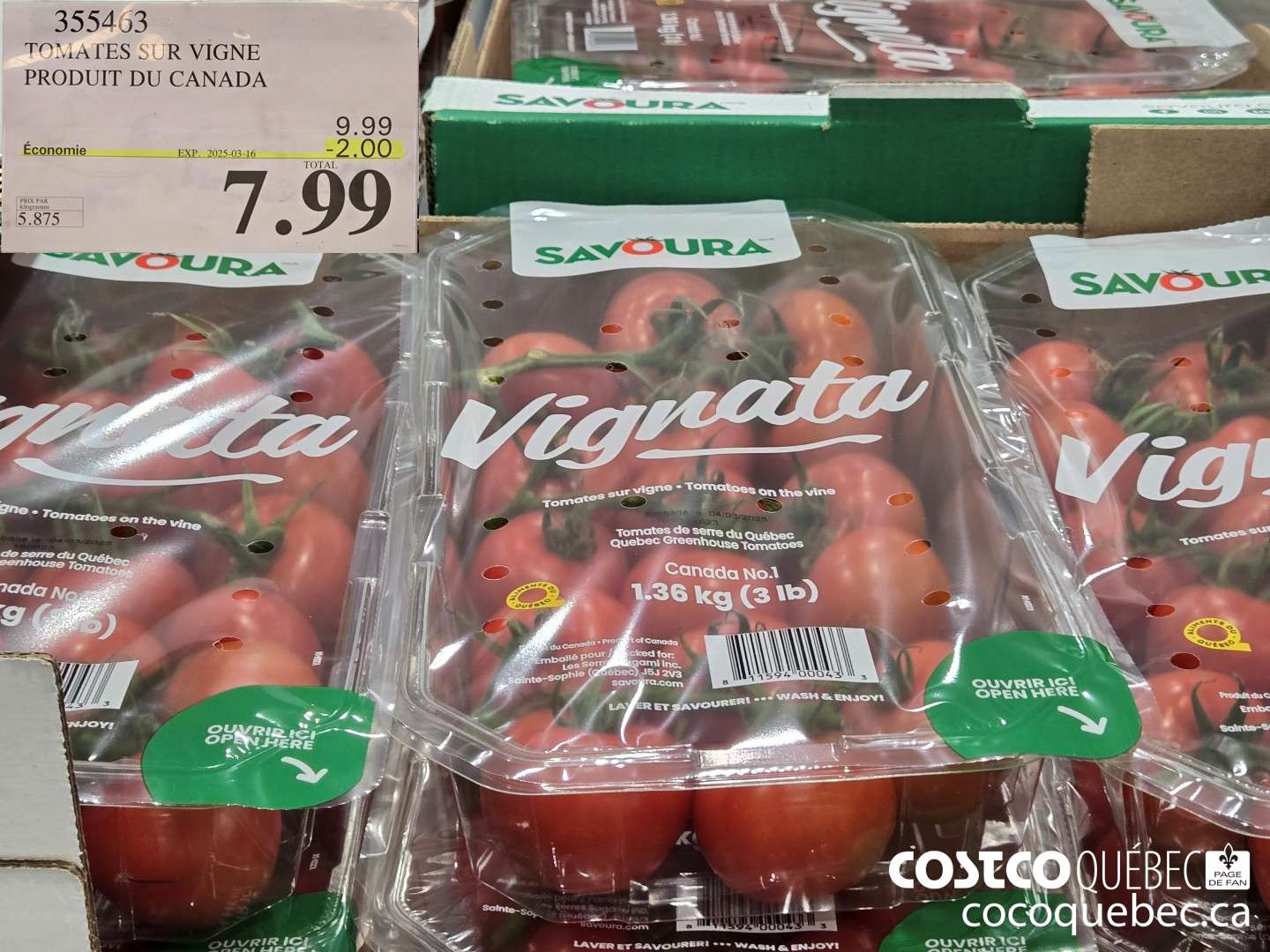 355463 TOMATES SUR VIGNE PRODUIT DU MEXIQUE  ($2.00 INSTANT SAVINGS EXPIRES ON 2025-03-16) $7.99