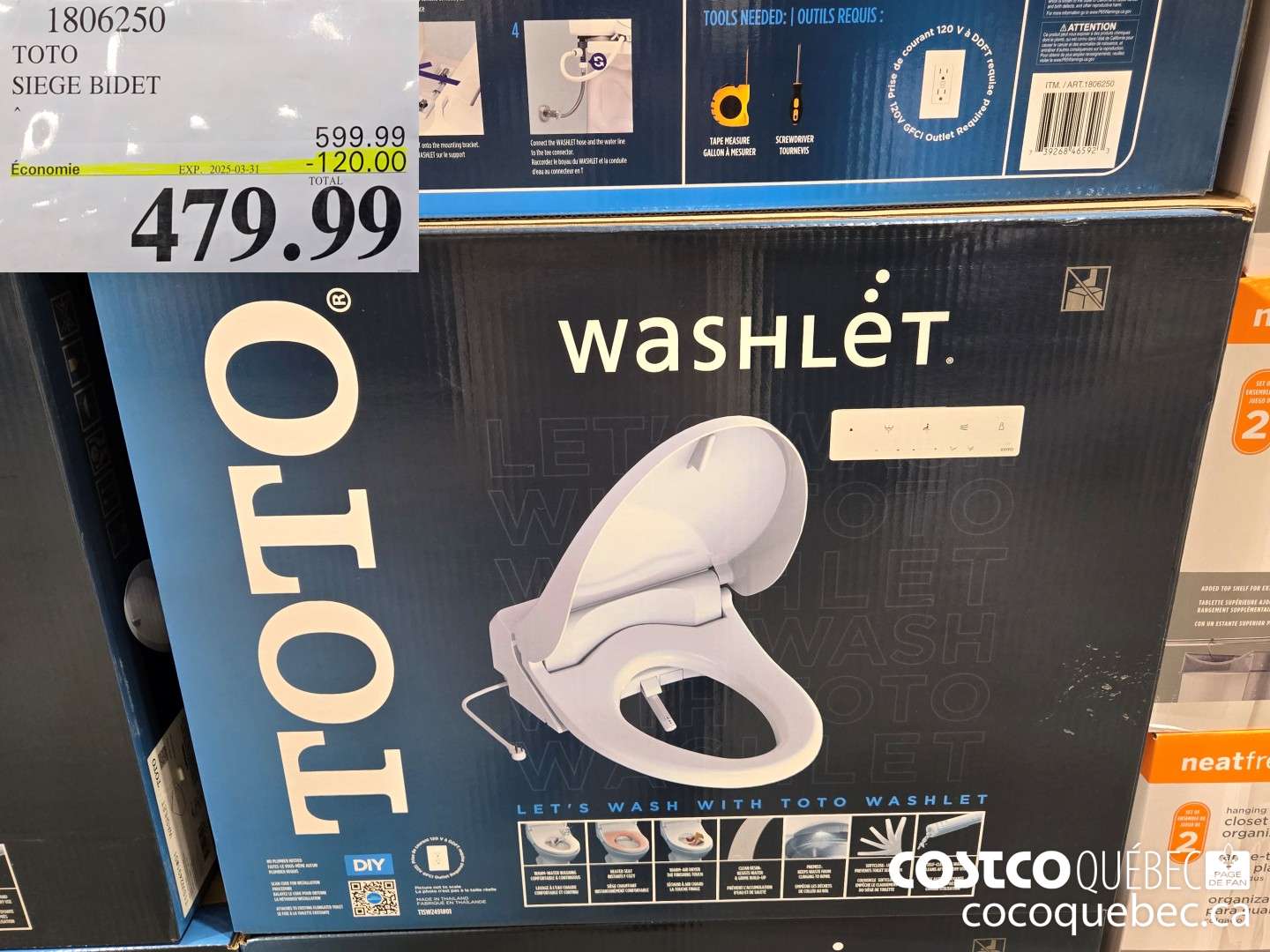 1806250 TOTO SIEGE BIDET  ($120.00 INSTANT SAVINGS EXPIRES ON 2025-03-31) $479.99